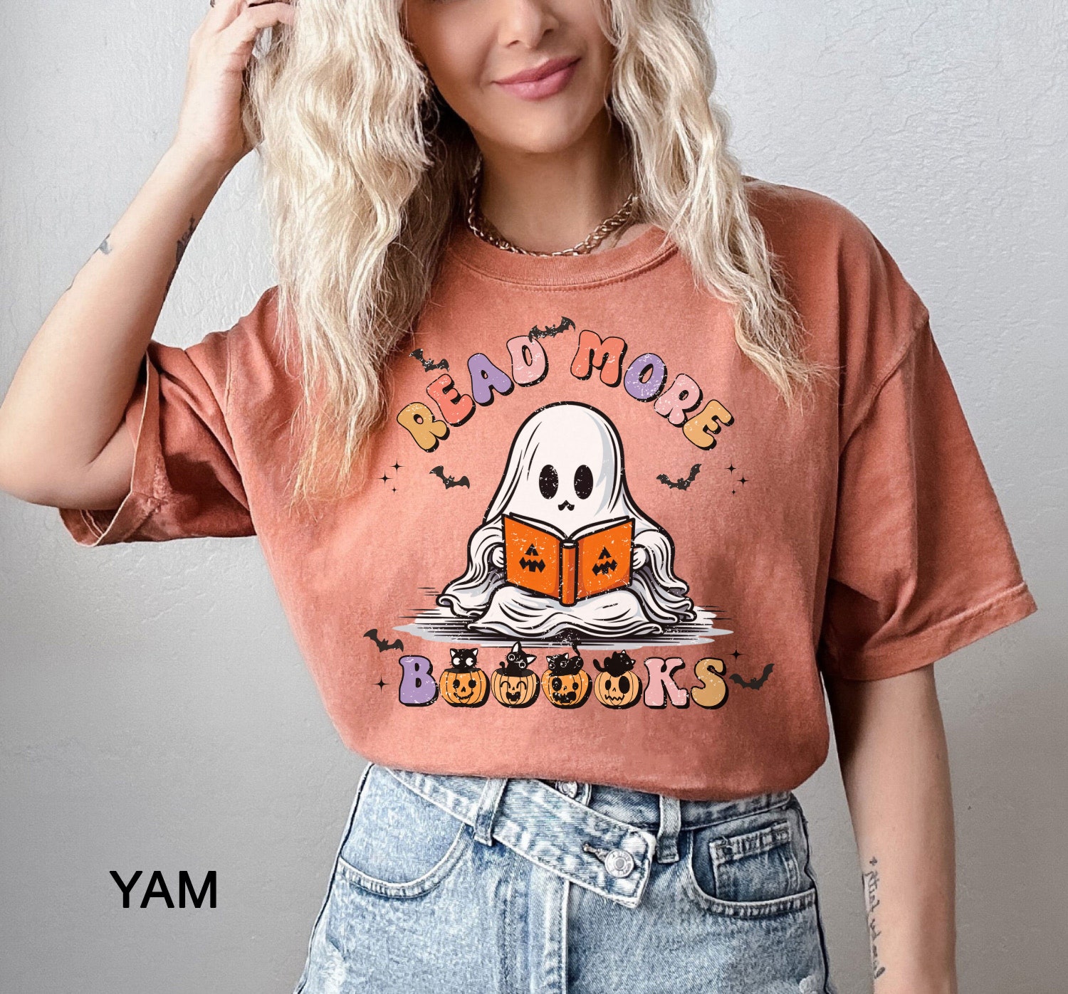 Read More Books Spooky Teacher Ghost Halloween Librarian Pumpkin Shirt image 9