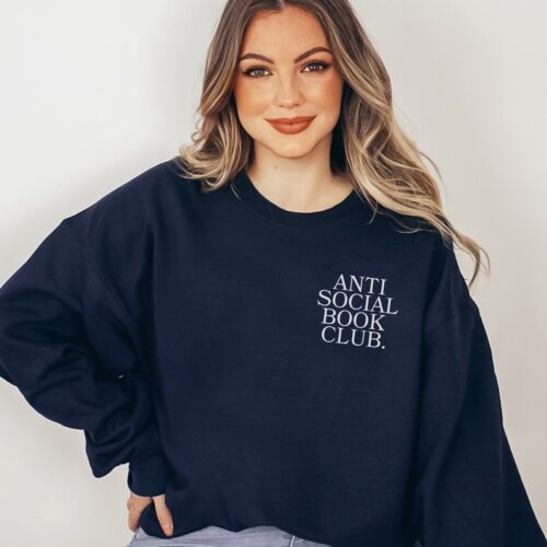 Anti Social Book Club Reader Lover Introvert Nerd Literature Sweatshirt image 0