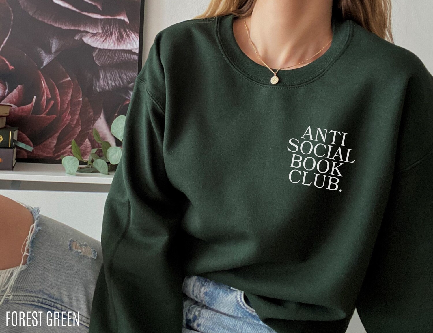 Anti Social Book Club Reader Lover Introvert Nerd Literature Sweatshirt image 2