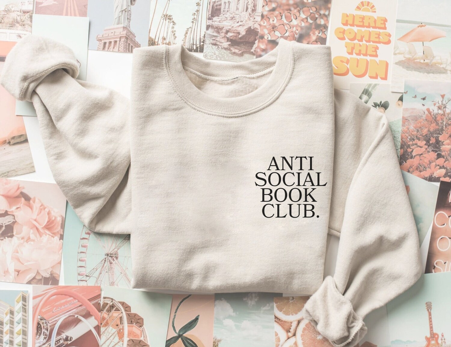 Anti Social Book Club Reader Lover Introvert Nerd Literature Sweatshirt image 5