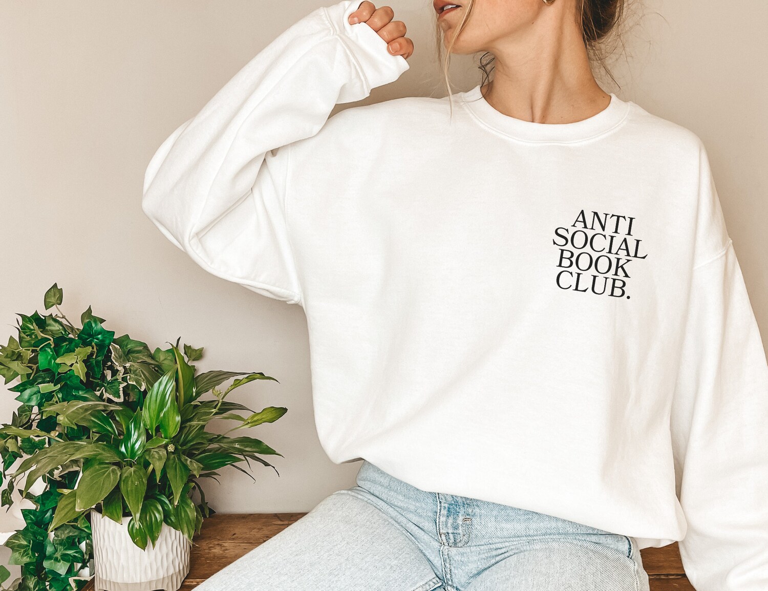 Anti Social Book Club Reader Lover Introvert Nerd Literature Sweatshirt image 3