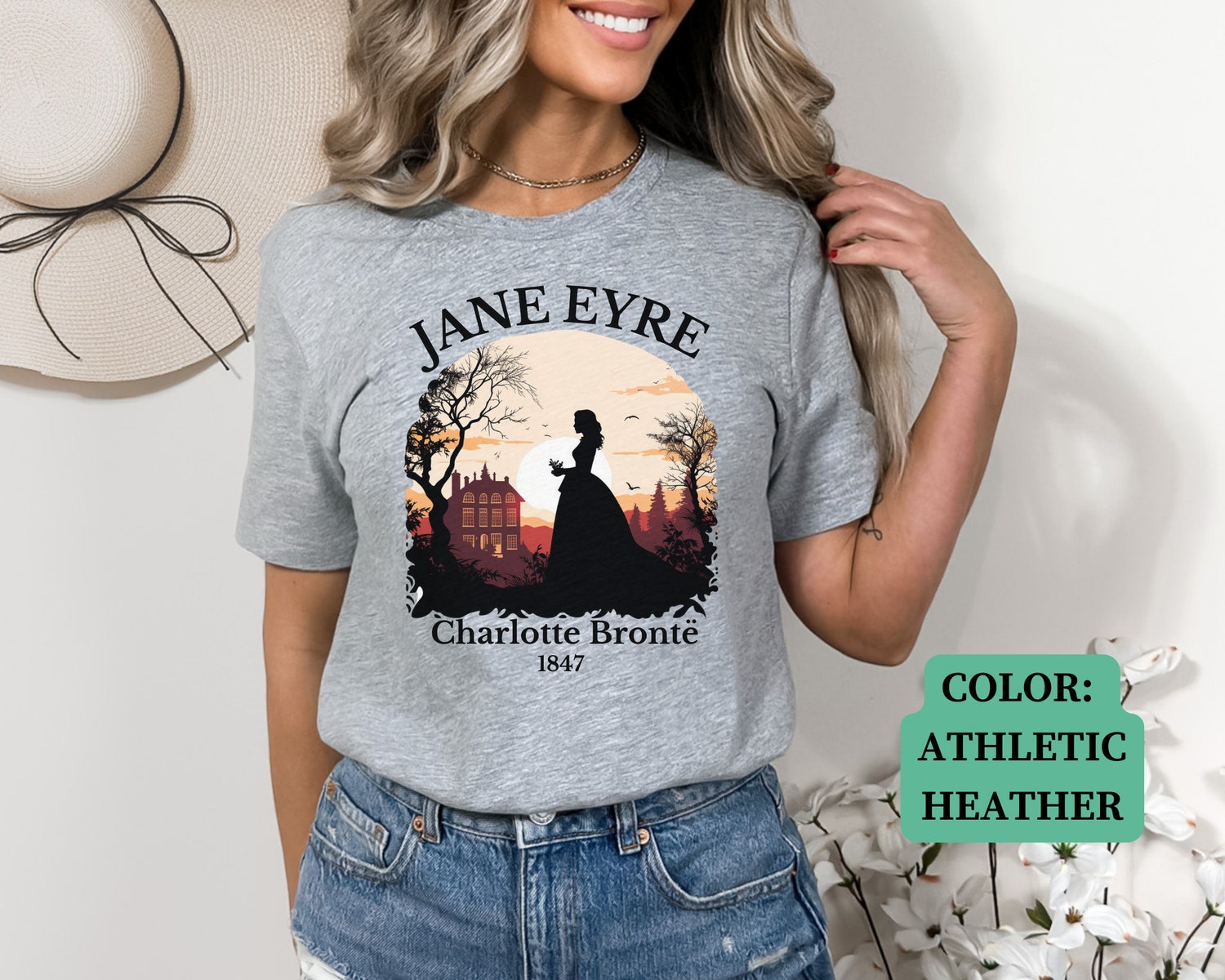 Light Academia Jane Eyre Book Art Charlotte Bronte Sisters Fandom Shirt image 6