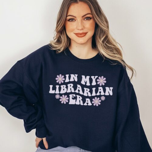 In My Librarian Era Librarian Reading Bookish Flower Floral Sweatshirt image 0