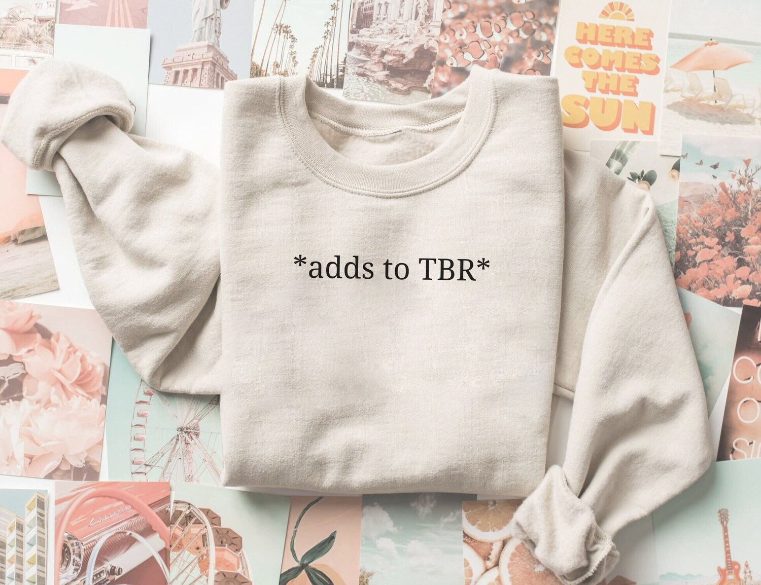 Adds To TBR Book Lover Funny Reading Pile Librarian Teacher Sweatshirt image 1