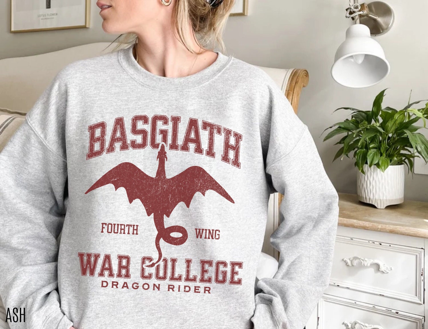 Fourth Wing Basgiath War College Dragon Rider Fantasy Reader Bookish Sweatshirt image 1