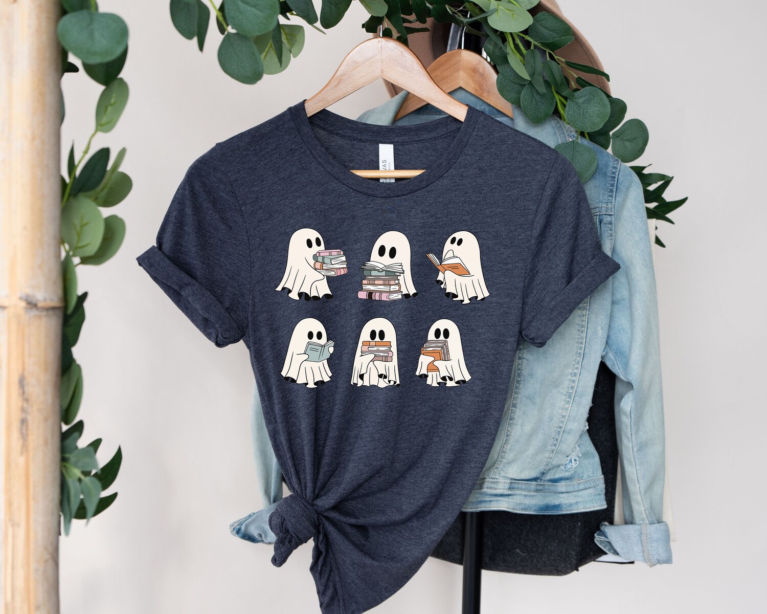 Ghost Reading Teacher Halloween Librarian Book Lover Halloween School Shirt image 1