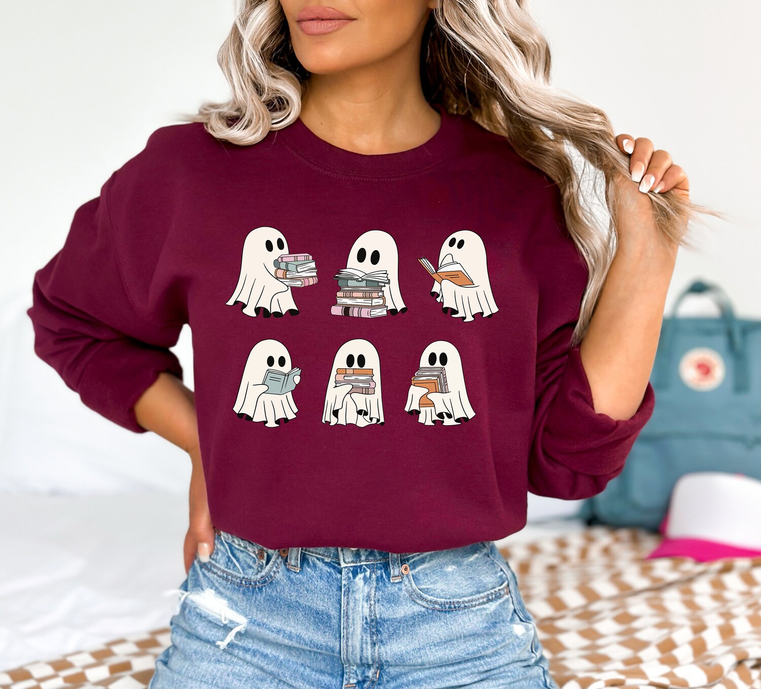 Ghost Reading Teacher Halloween Librarian Book Lover Halloween School Shirt image 2