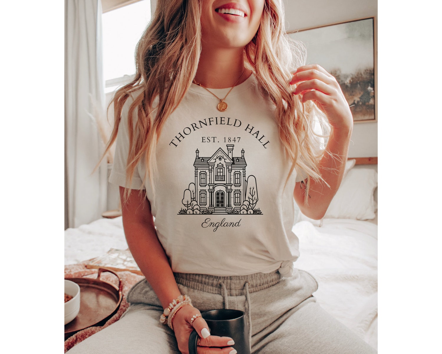 Dark Academia Jane Eyre Charlotte Bronte Bookish Thornfield Hall Literary Shirt image 1