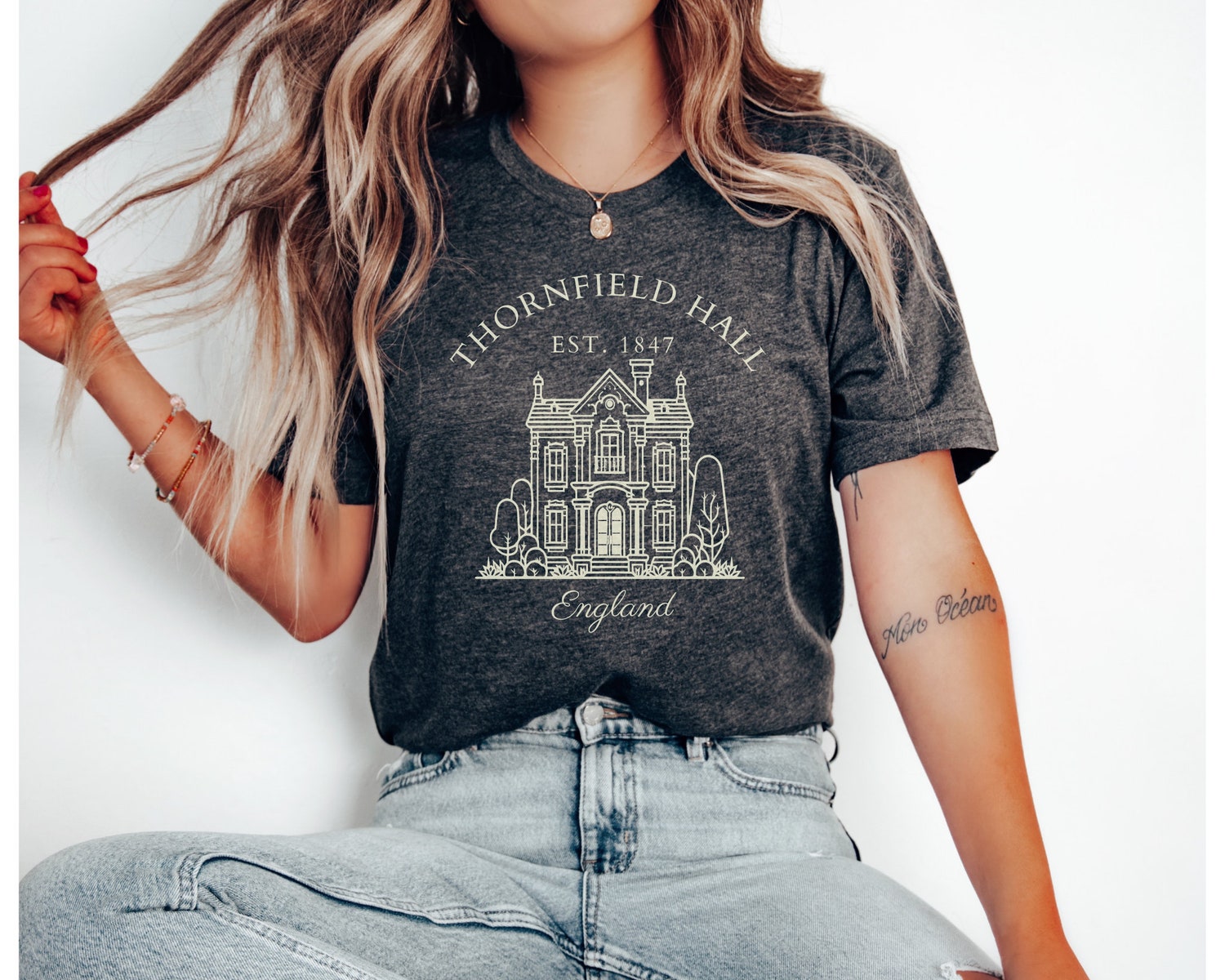 Dark Academia Jane Eyre Charlotte Bronte Bookish Thornfield Hall Literary Shirt image 3