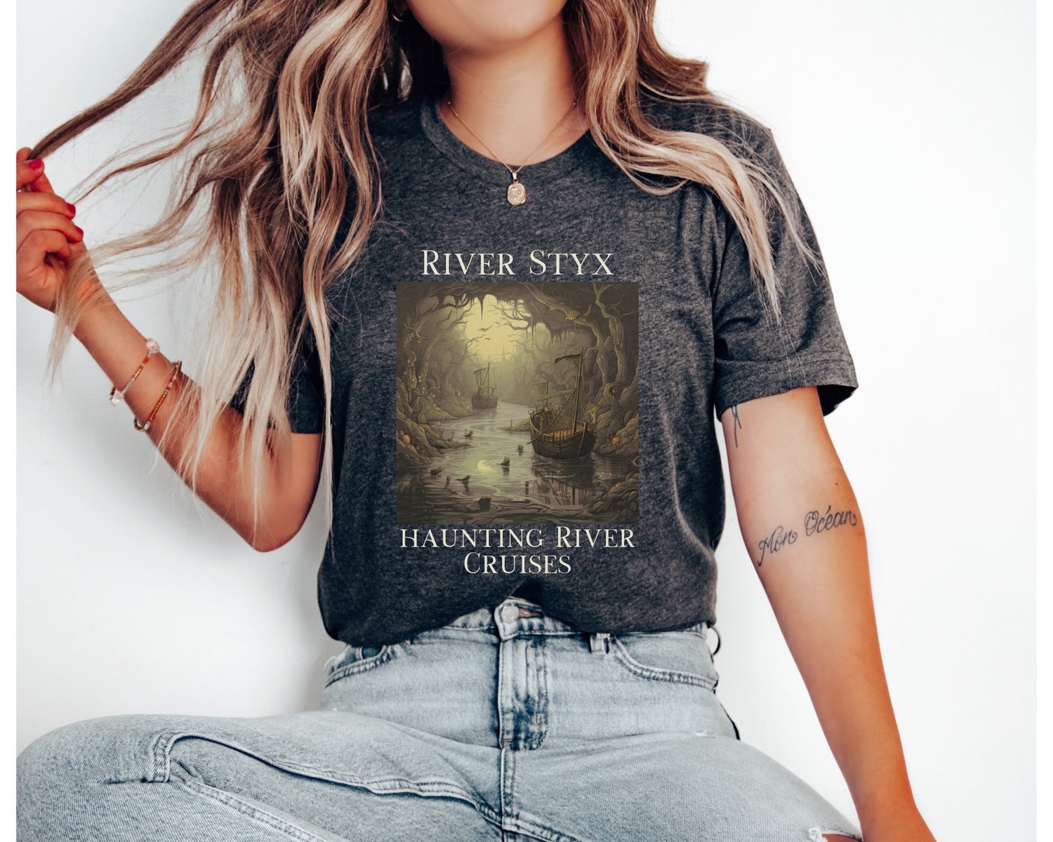 Dark Academia River Styx Greek Mythology God Bookish Literature Lover Shirt image 1