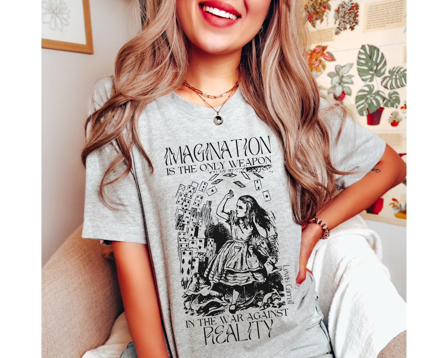 Alice In Wonderland Adventures Mad Hatter Cheshire Cat Queen of Hearts Book Shirt image 2