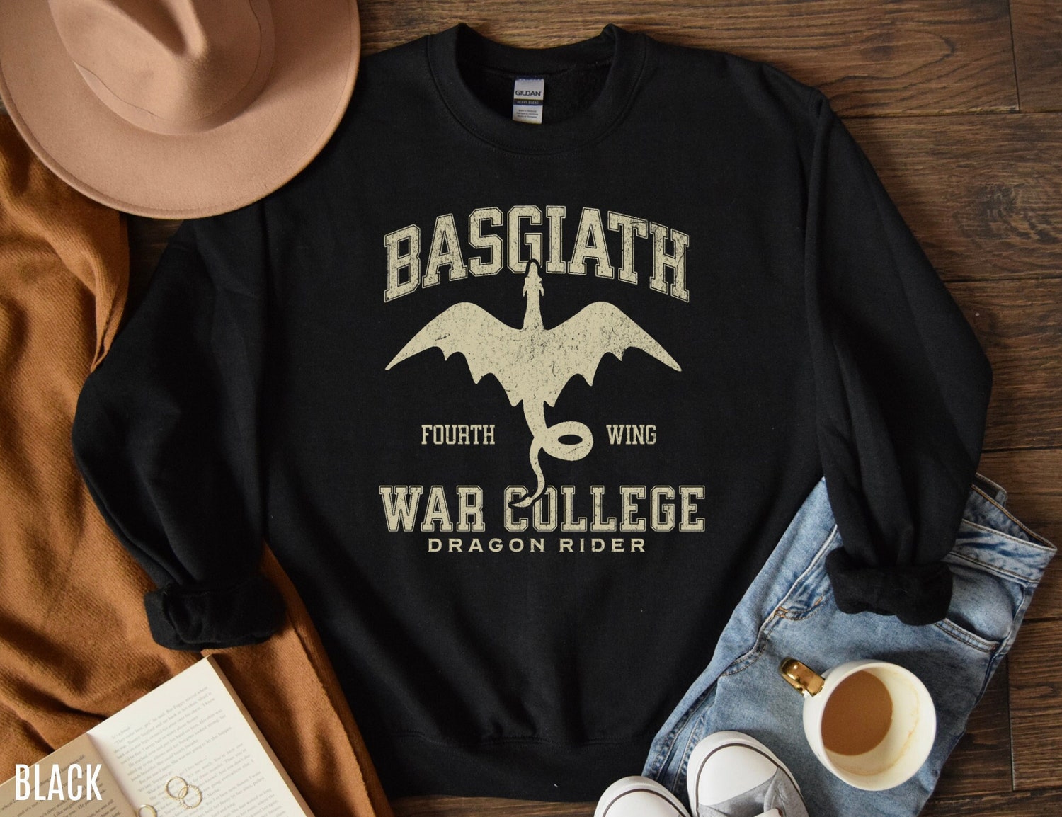 Fourth Wing Basgiath War College Dragon Rider Fantasy Reader Bookish Sweatshirt image 1