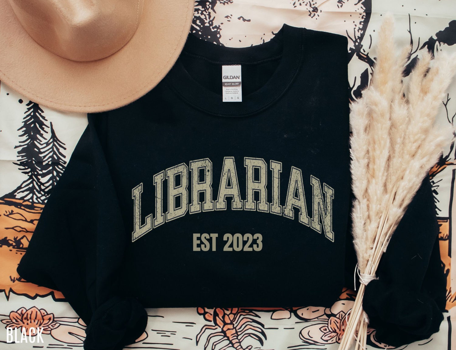 Custom Librarian EST 2023 Bookish Women Men School Reading Lover Sweatshirt image 2