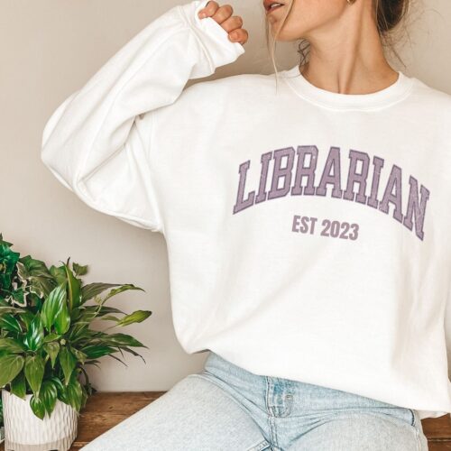 Custom Librarian EST 2023 Bookish Women Men School Reading Lover Sweatshirt image 0