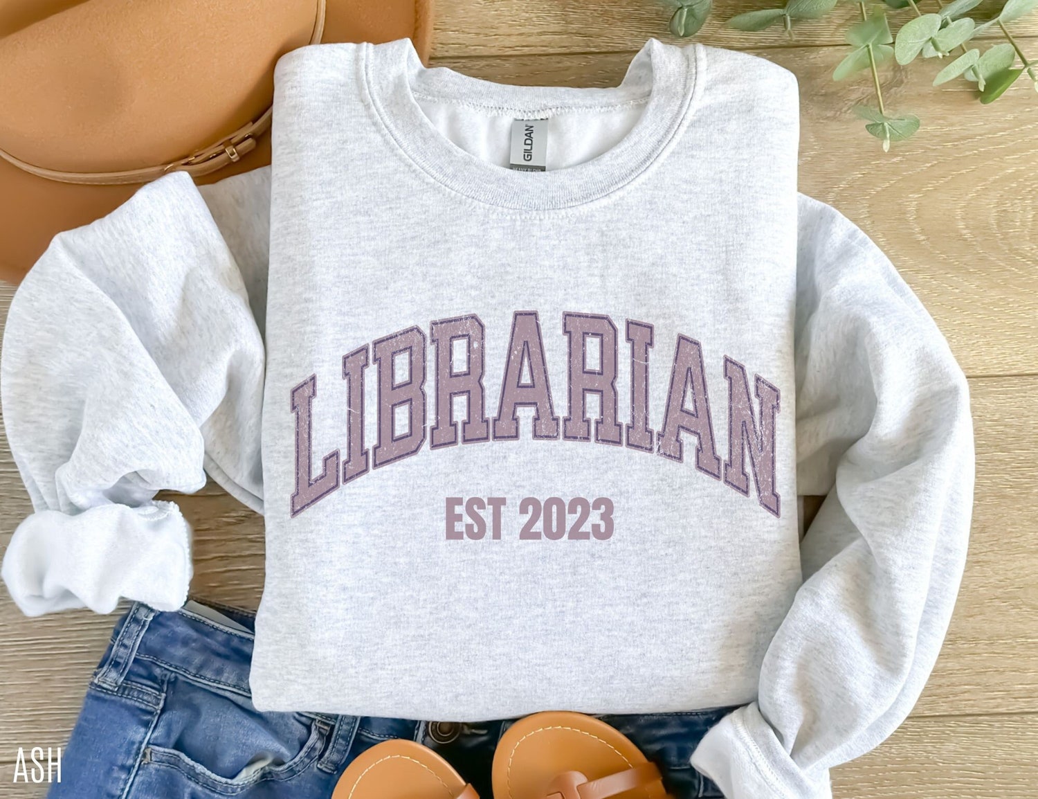 Custom Librarian EST 2023 Bookish Women Men School Reading Lover Sweatshirt image 1