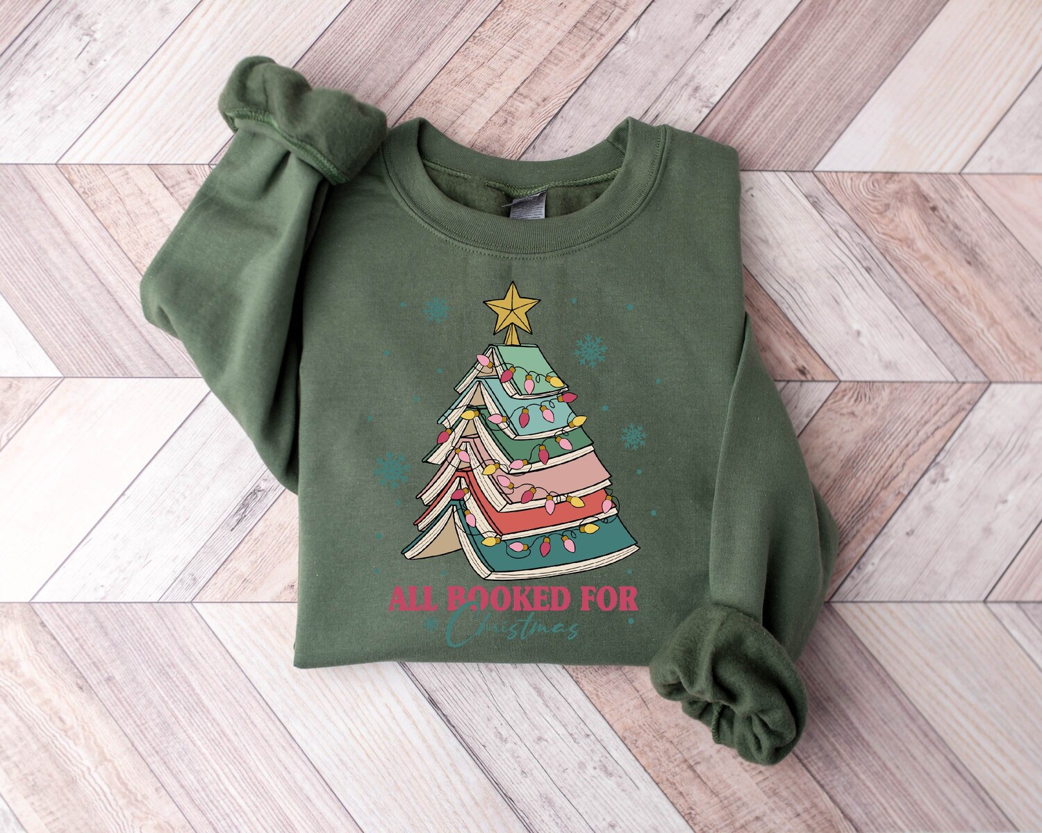 All Booked For Christmas Book Tree Teacher Lovers School Vacation Shirt image 2