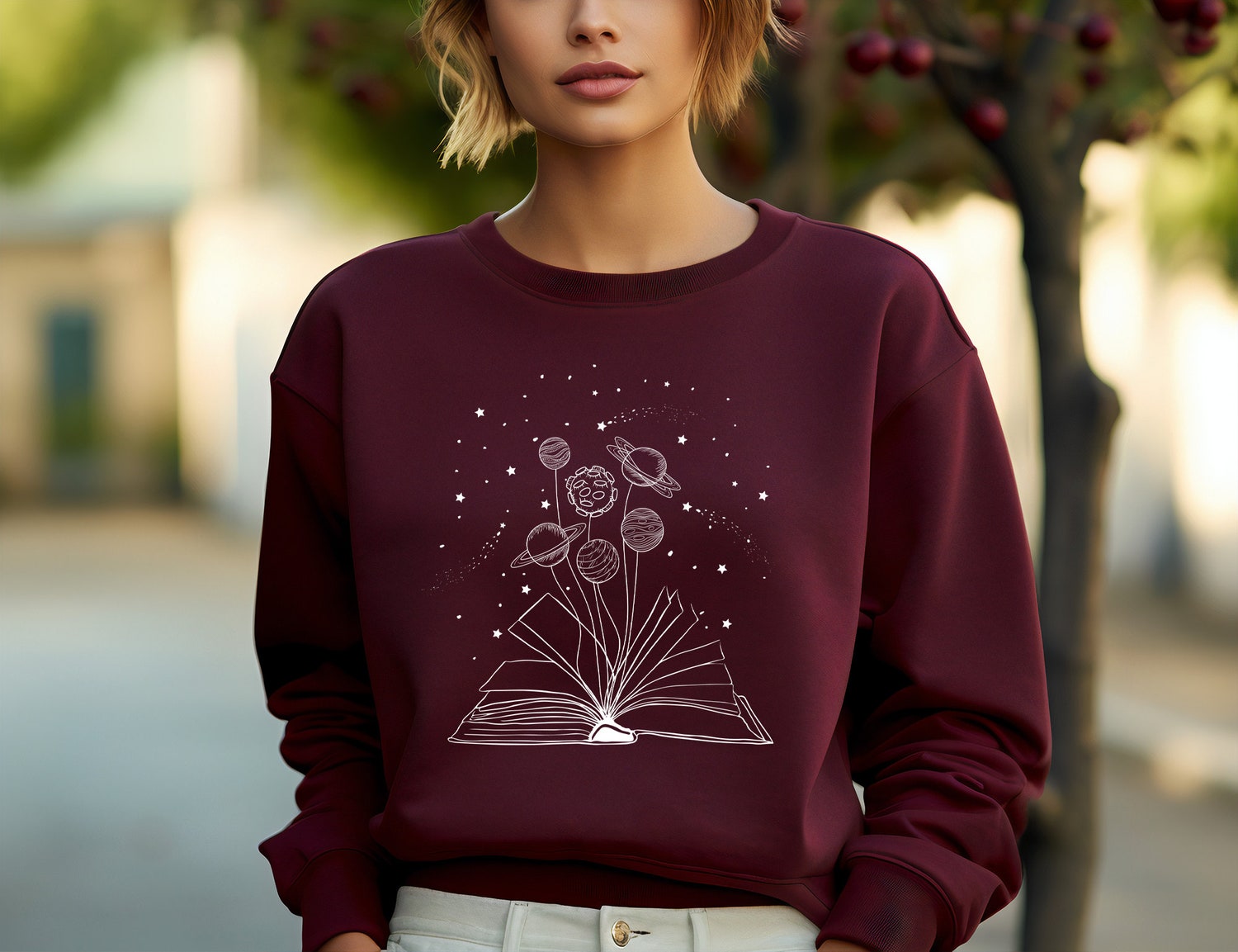 Books And Space Lover Astronomy Reading Science Floral Nerd Women Shirt image 1