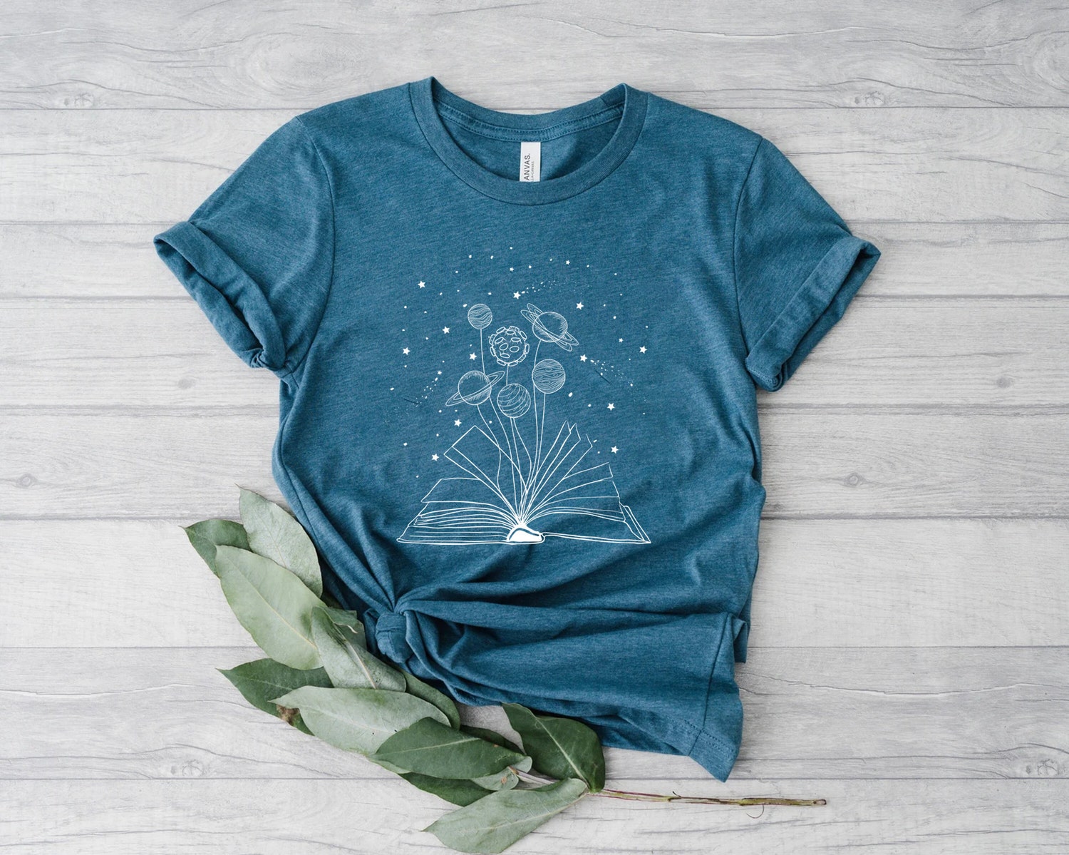 Books And Space Lover Astronomy Reading Science Floral Nerd Women Shirt image 7