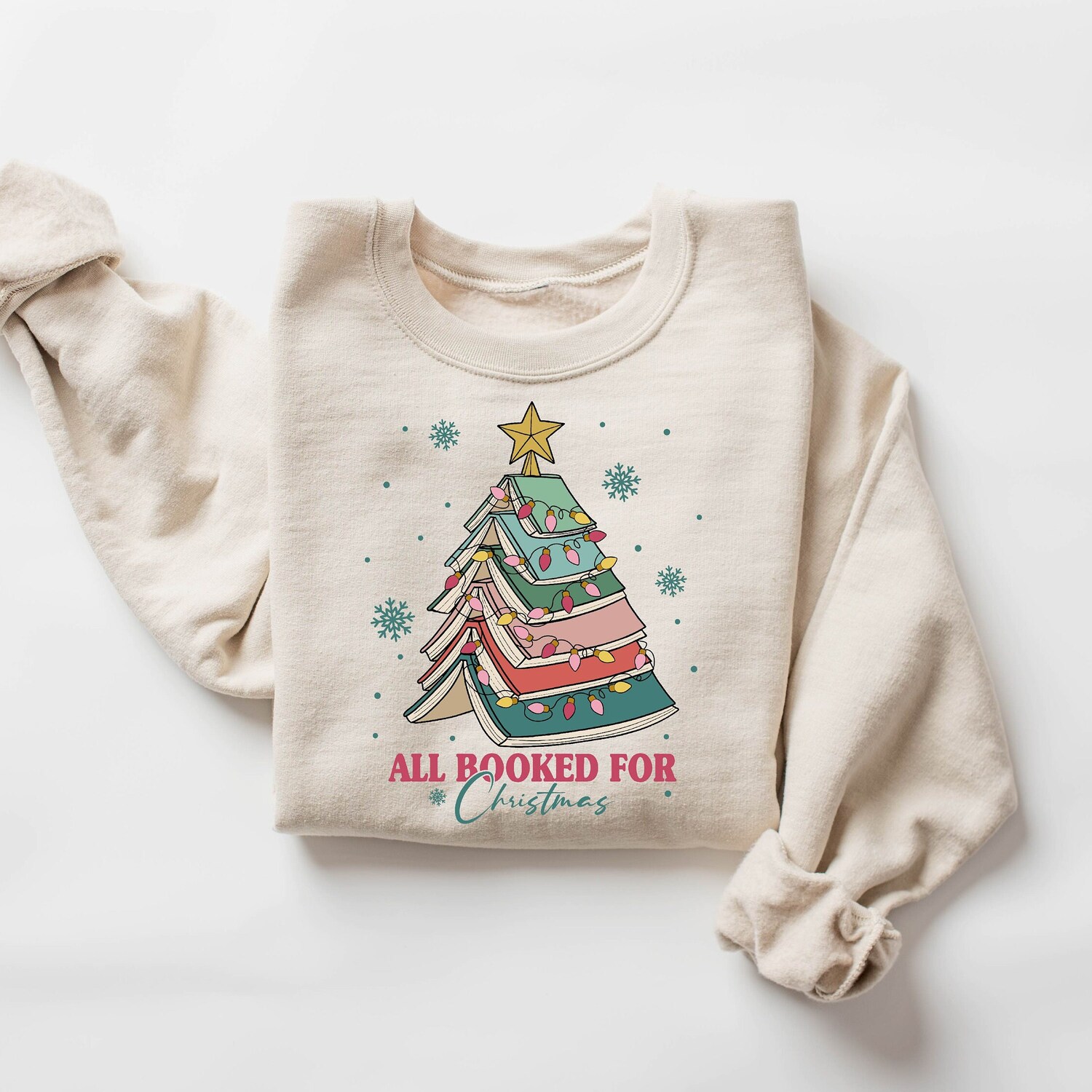 All Booked For Christmas Book Tree Teacher Lovers School Vacation Shirt image 1