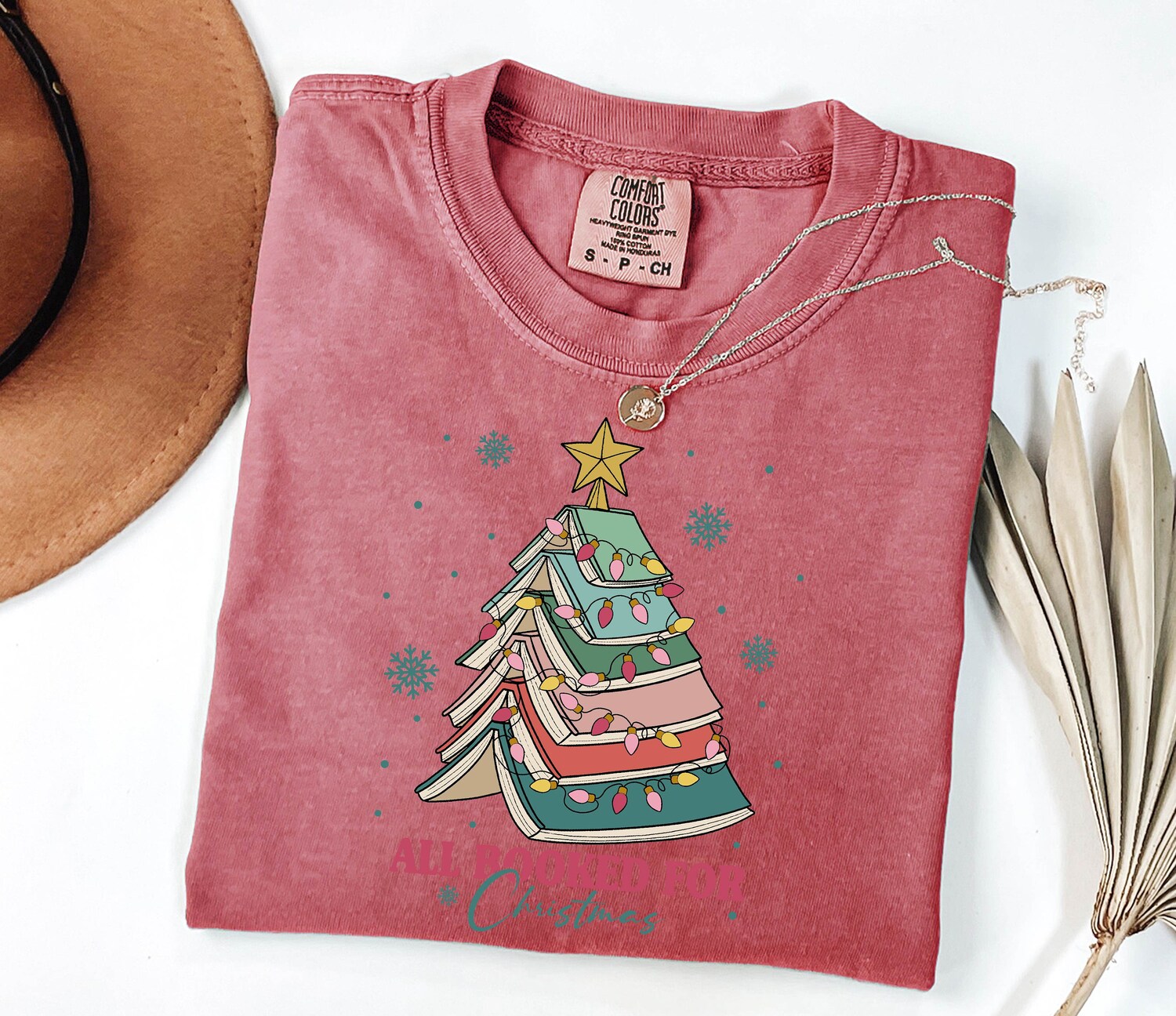 Book Tree Lover Christmas Teacher Cute Women Holiday Librarian Cute Shirt image 4