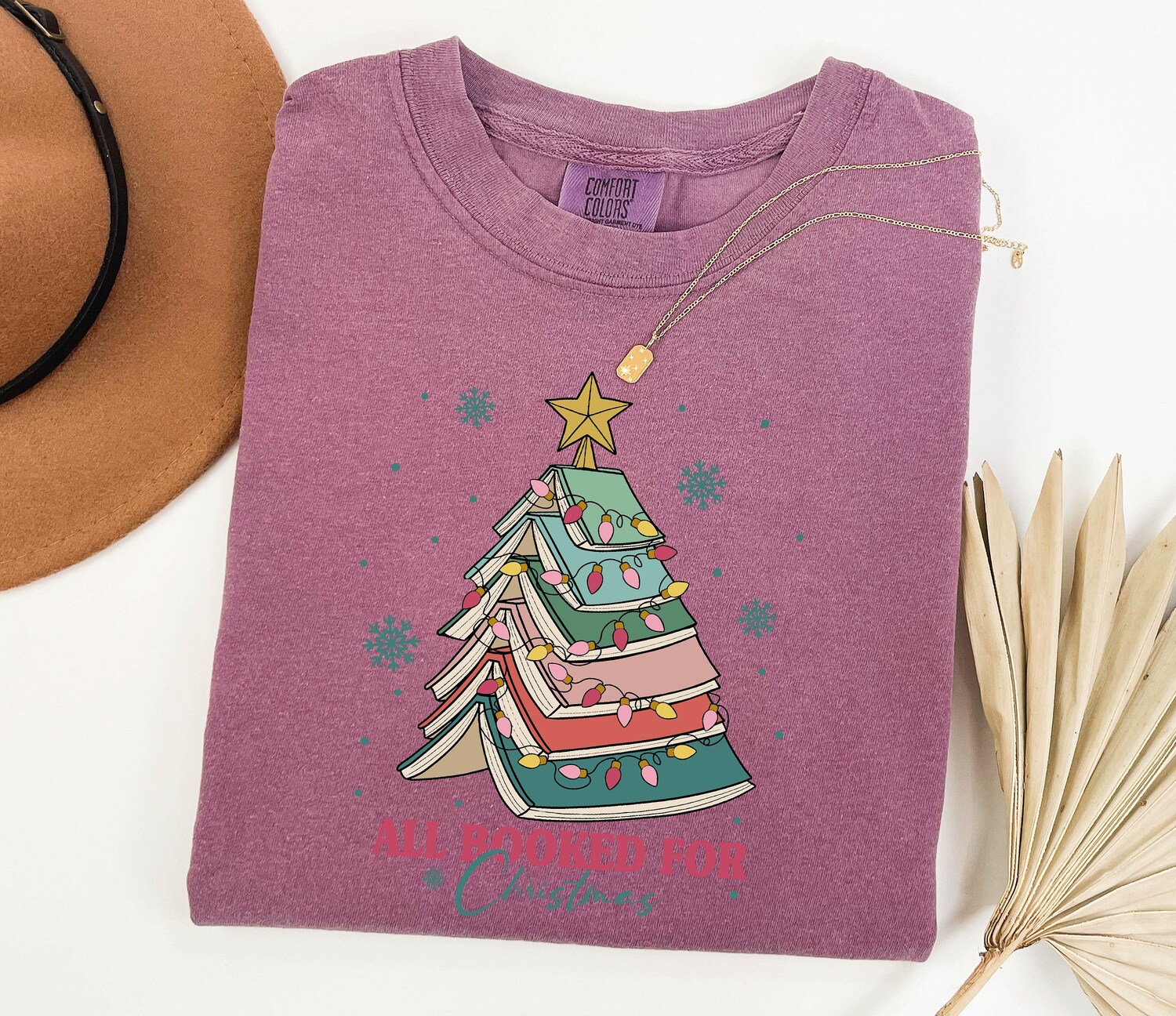 Book Tree Lover Christmas Teacher Cute Women Holiday Librarian Cute Shirt image 5