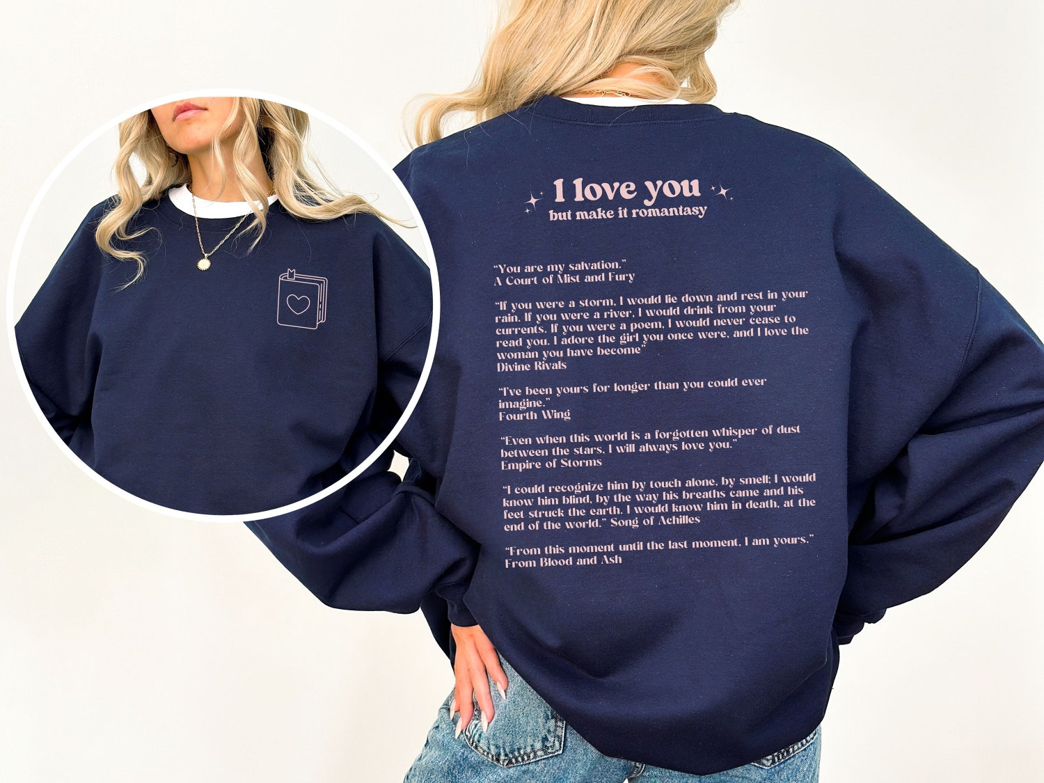 I Love You But Make It Romantasy Reading Dark Bookish Smut Quote Sweatshirt image 1