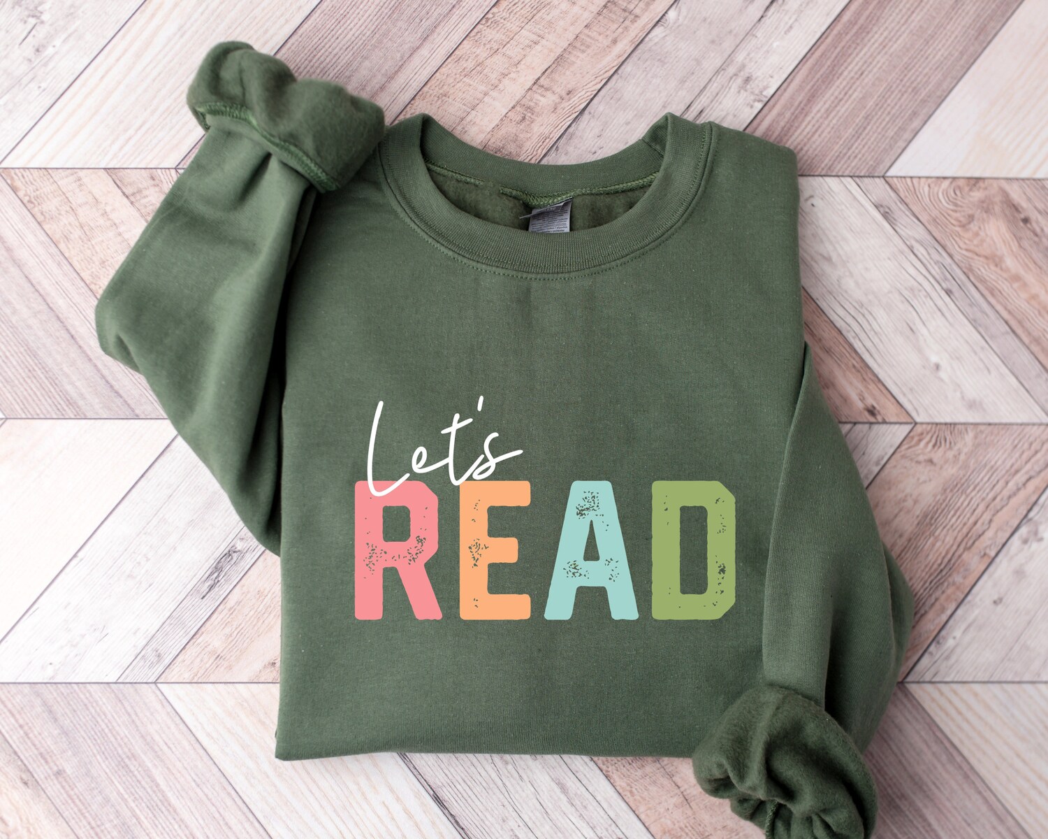 Let's Read Book Lover Librarian Teacher Nerd Literature Cute Sweatshirt image 2