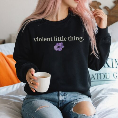 Dark Academia Violent Little Dragon Book Reading Fandom Birthday Christmas Sweatshirt image 0