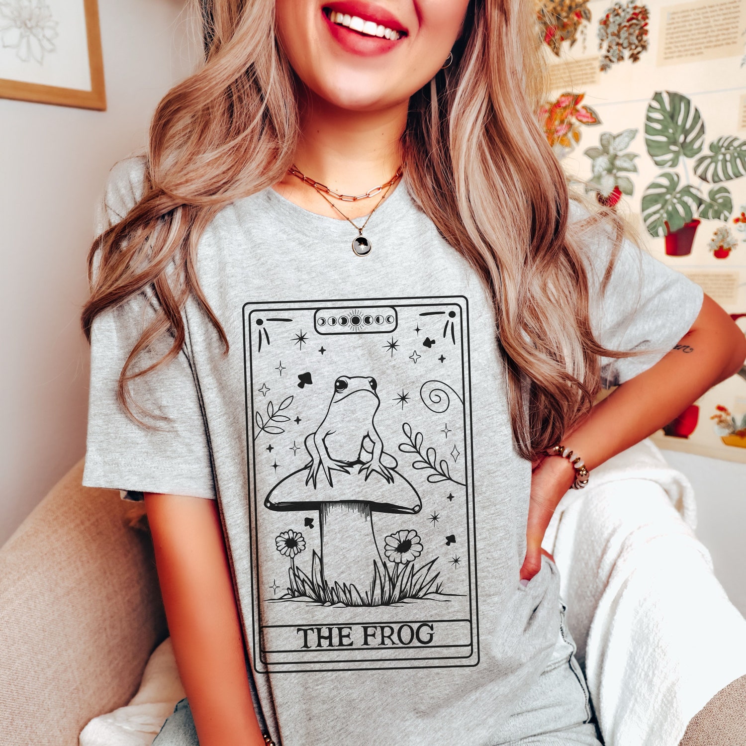 Frog lover Tarot Card Teacher Librarian Literary Bookish Trendy Toad Shirt image 3