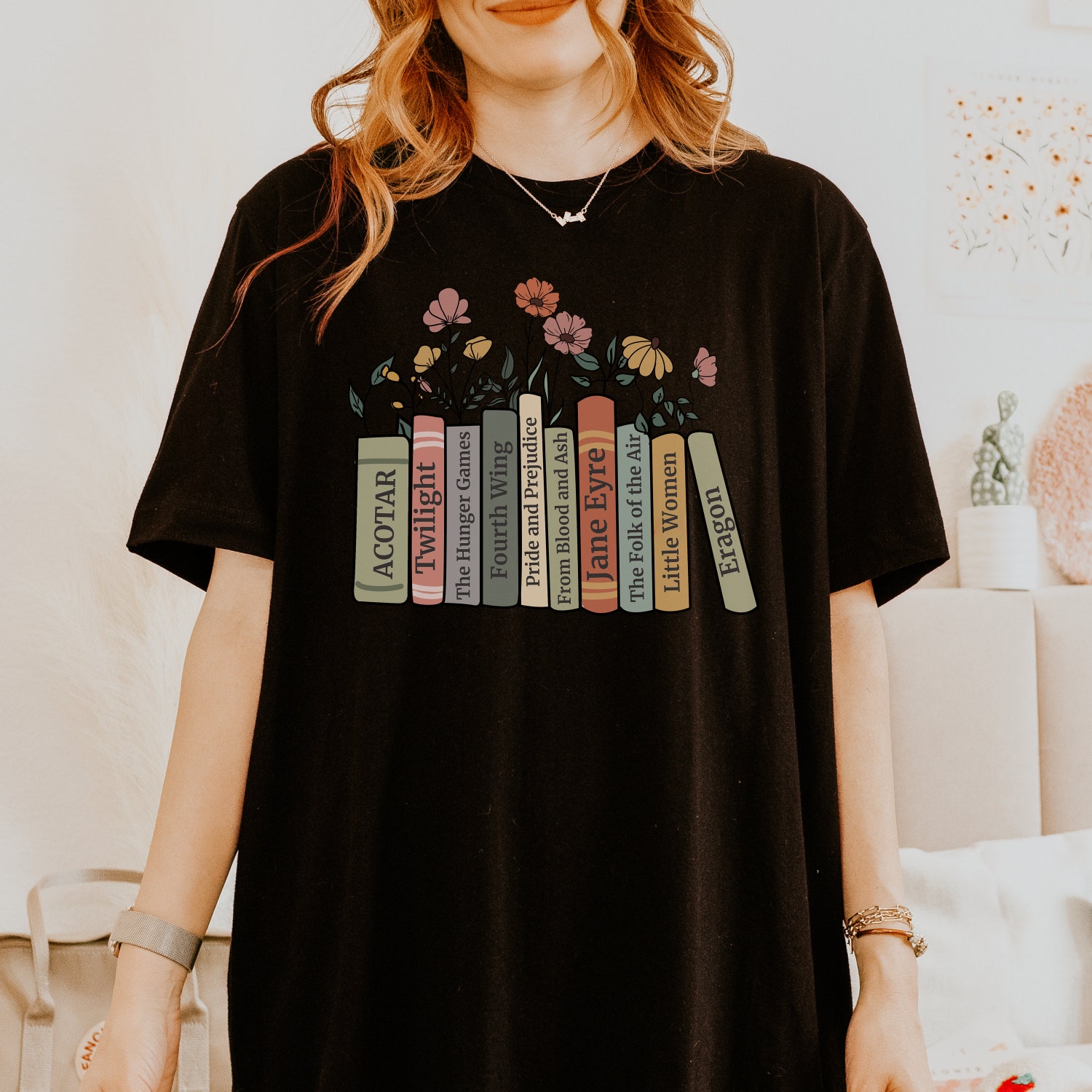 Personalized Bookshelf Birthday Christmas Book Club Reading Fandom Librarian Teacher Shirt image 4