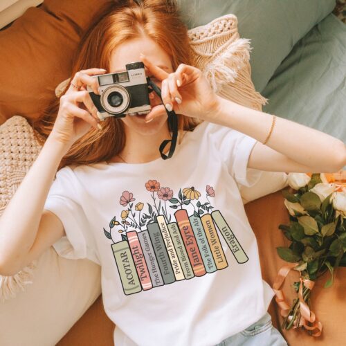 Personalized Bookshelf Birthday Christmas Book Club Reading Fandom Librarian Teacher Shirt image 0