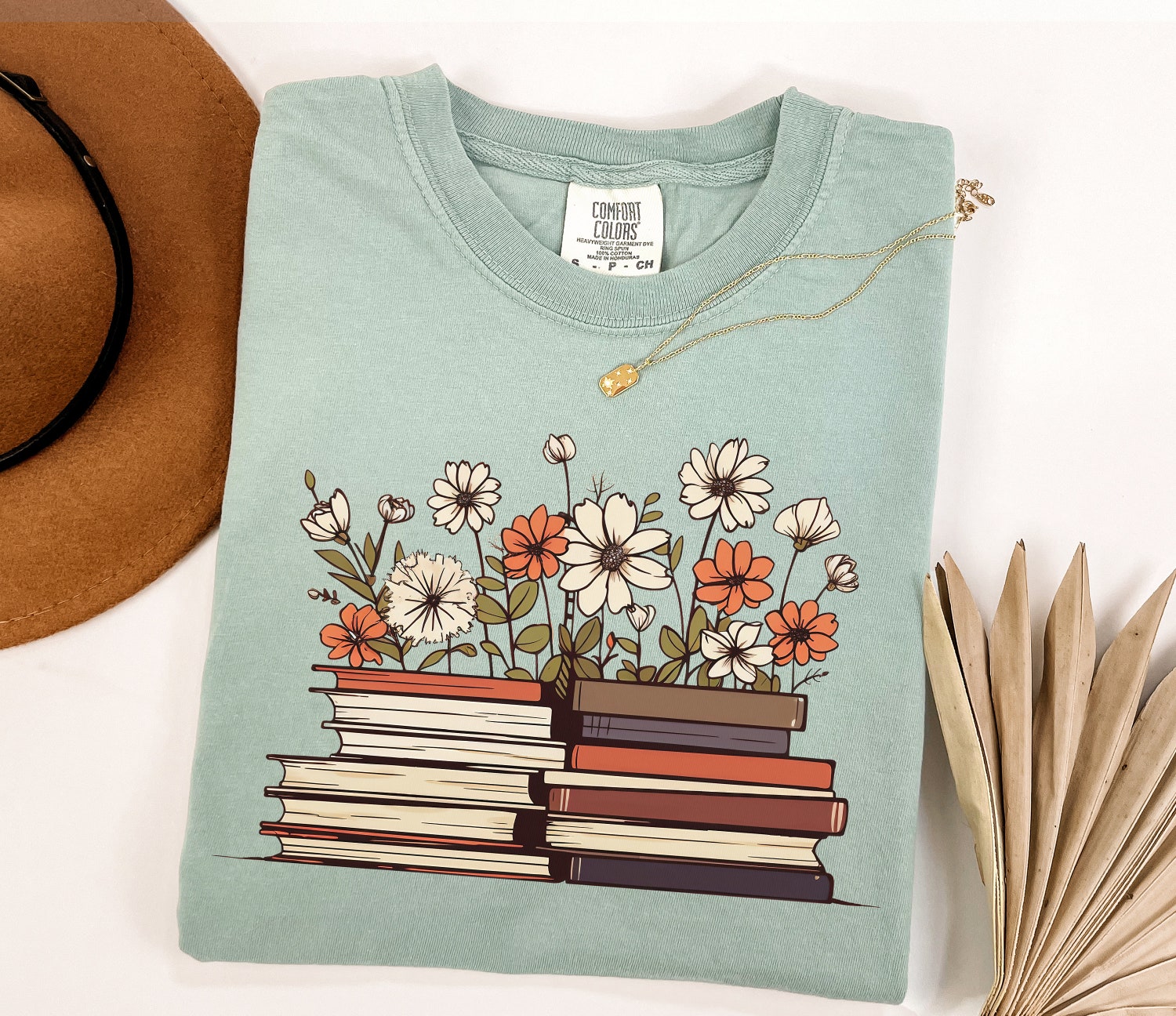 Flowers Book Lover Reading Floral Women Teacher Librarian Literary Shirt image 4