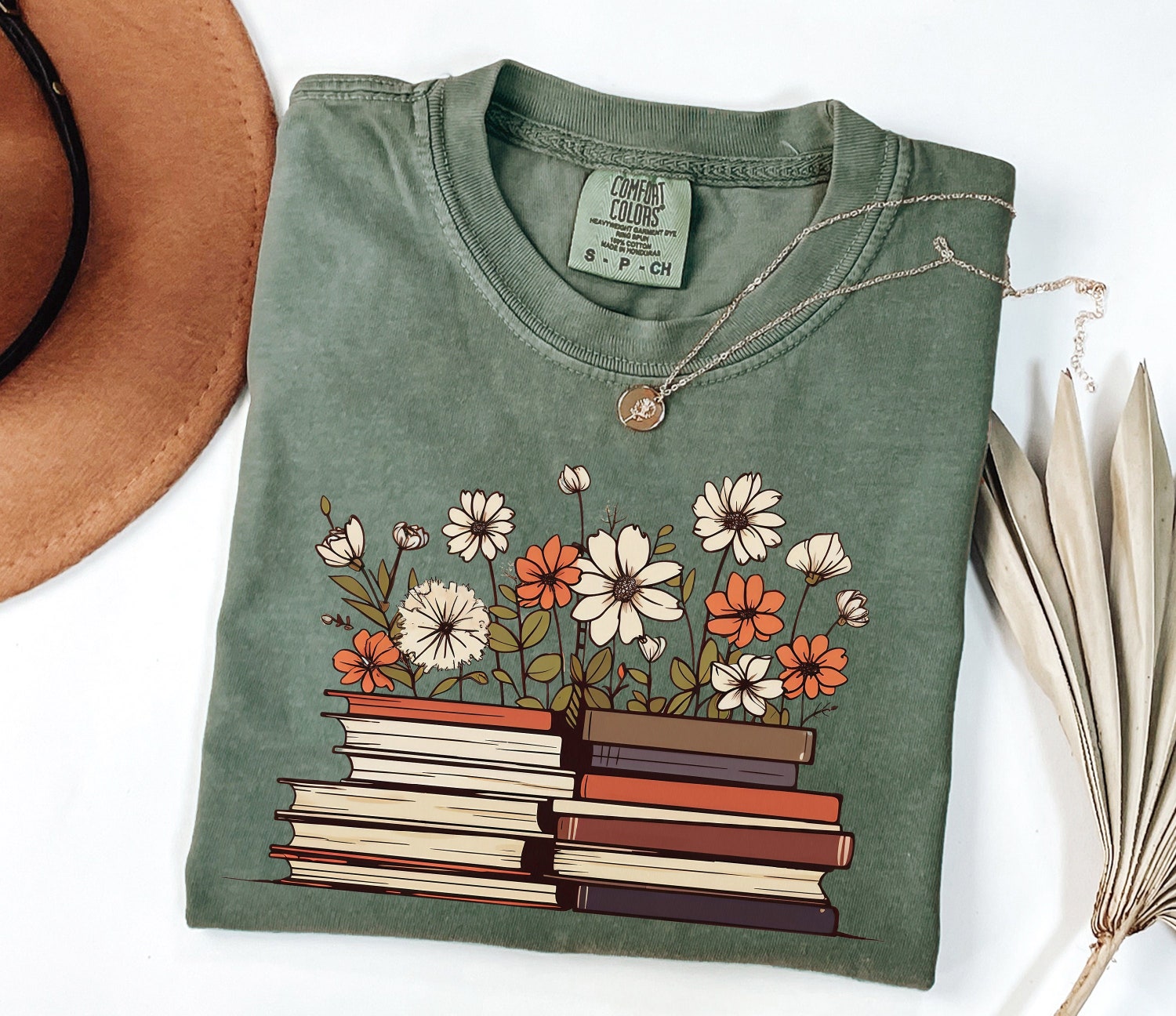 Flowers Book Lover Reading Floral Women Teacher Librarian Literary Shirt image 1