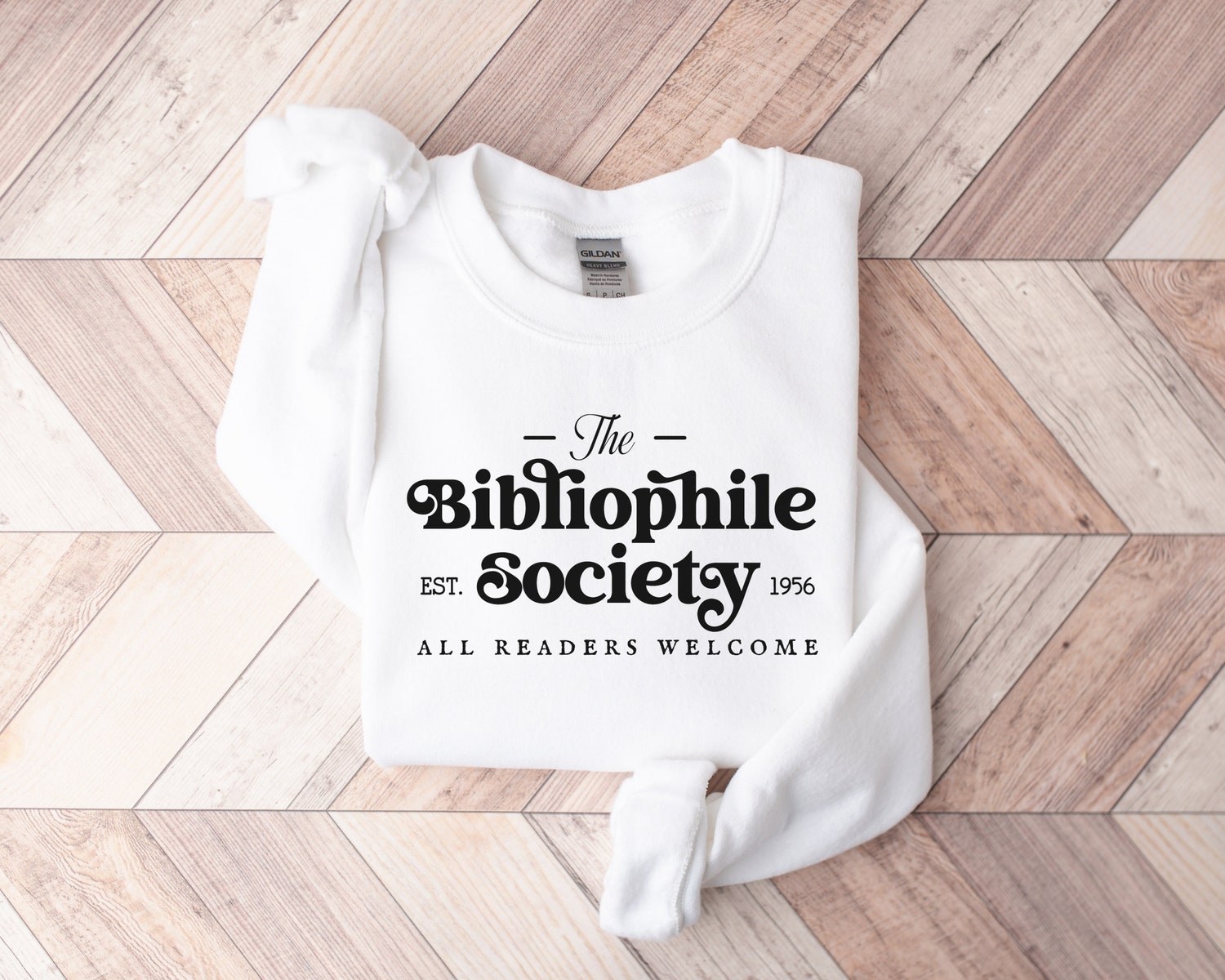 The Bibliophile Society All Reader Welcome Here Book Lover Book Sweatshirt image 4