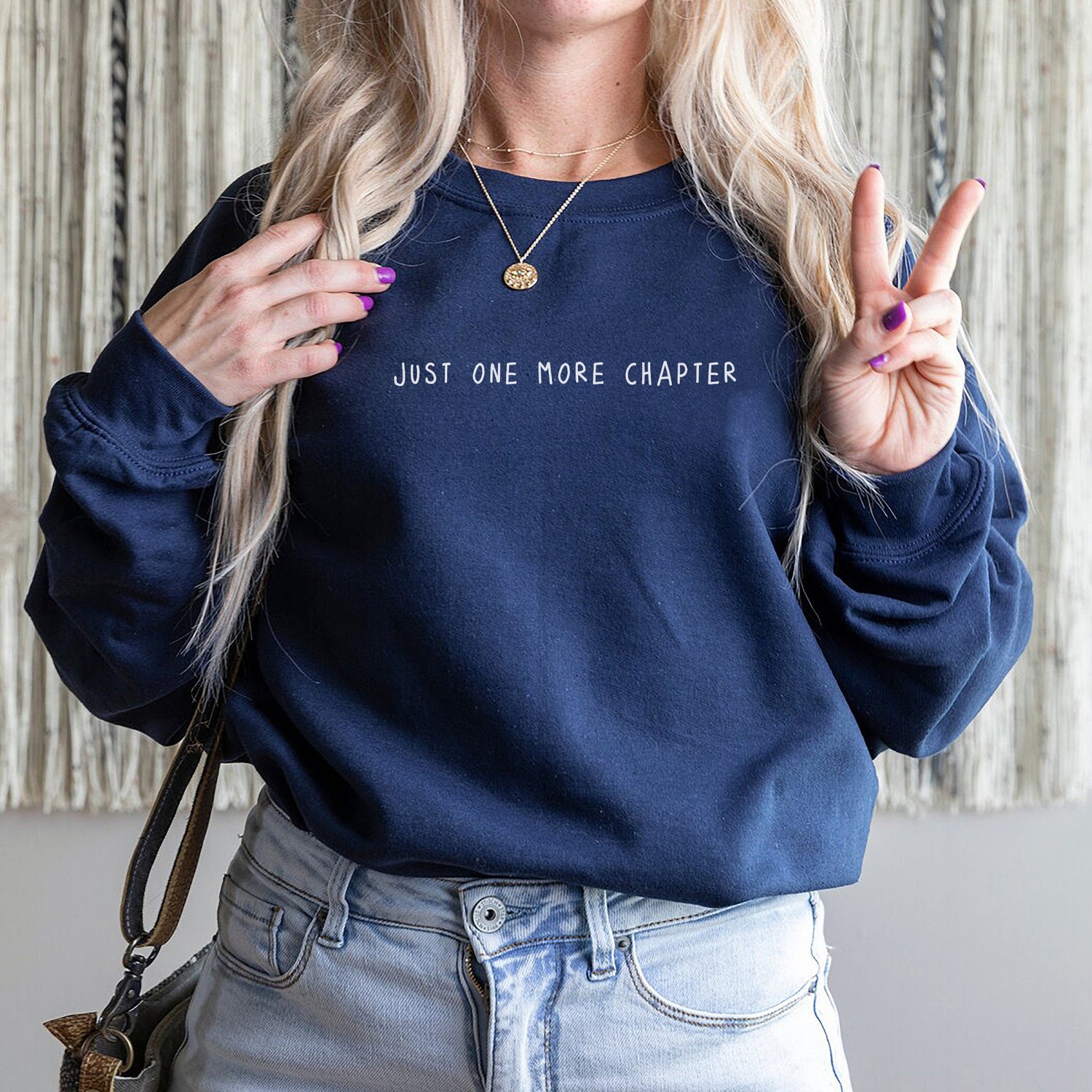 Just One More Chapter Bookish Reader Bibliophile Teacher Librarian Sweatshirt image 3