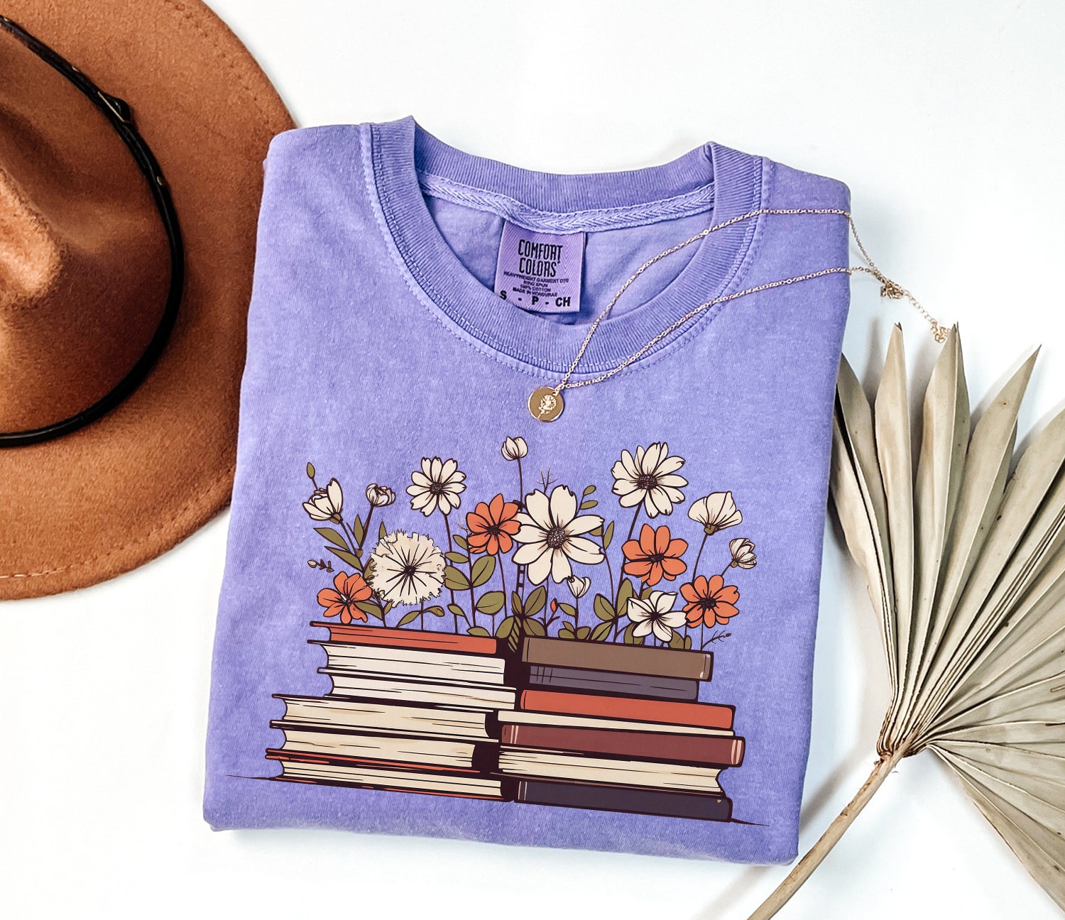 Flowers Book Lover Reading Floral Women Teacher Librarian Literary Shirt image 6