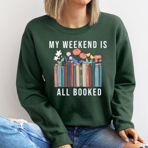 My Weekend Is All Booked Librarian Nerd Literature Introvert Teacher Shirt image 0