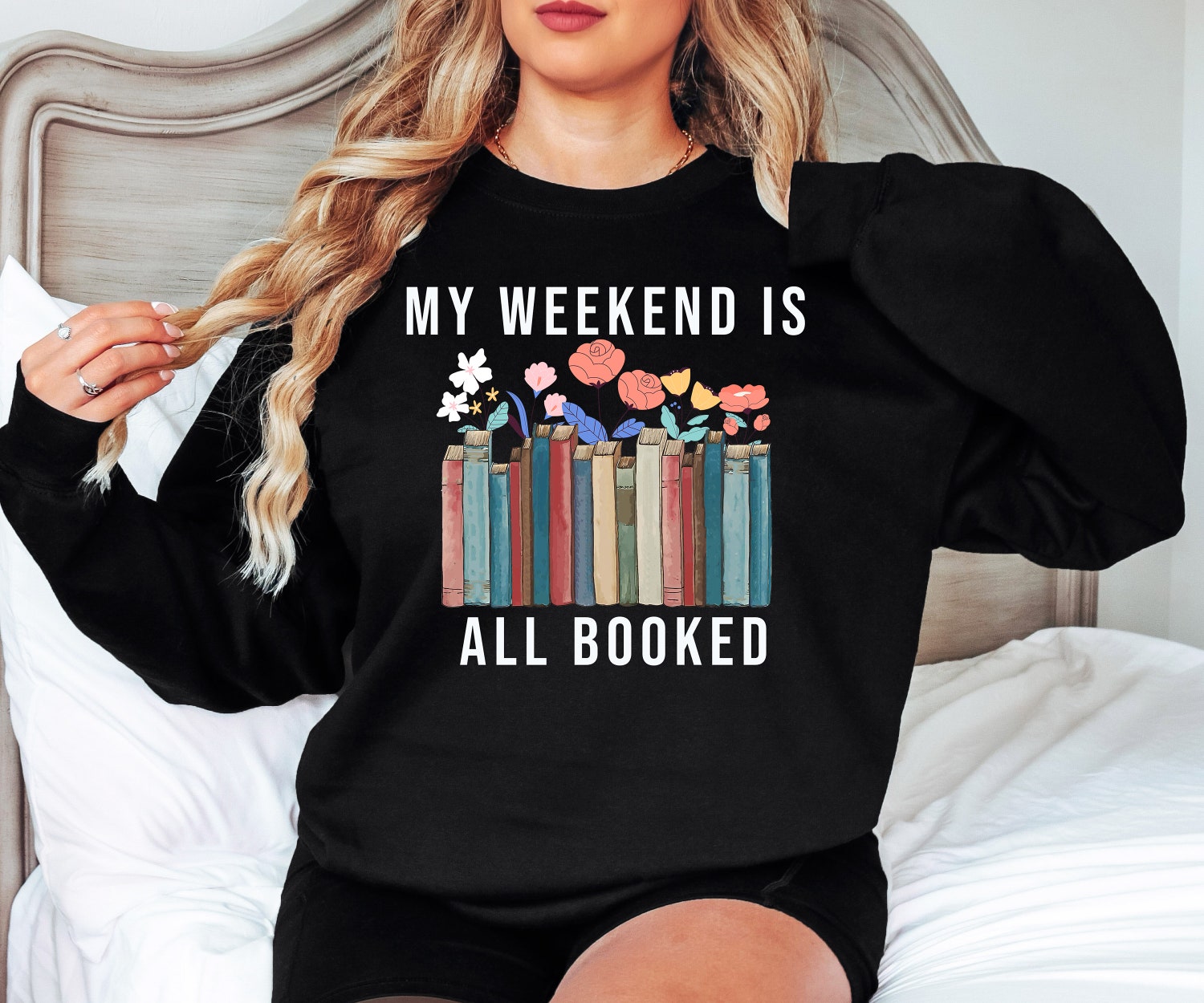 My Weekend Is All Booked Librarian Nerd Literature Introvert Teacher Shirt image 2