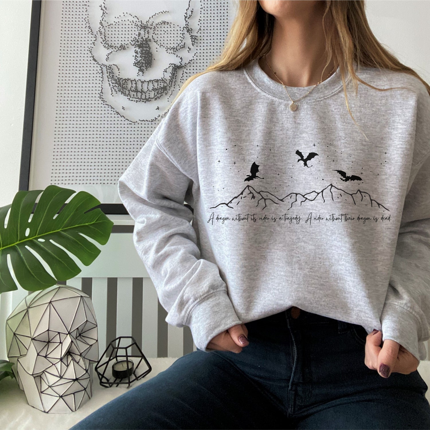 A Dragon Without Its Rider Is A Tragedy Love Bookish Quadrant Sweatshirt image 3