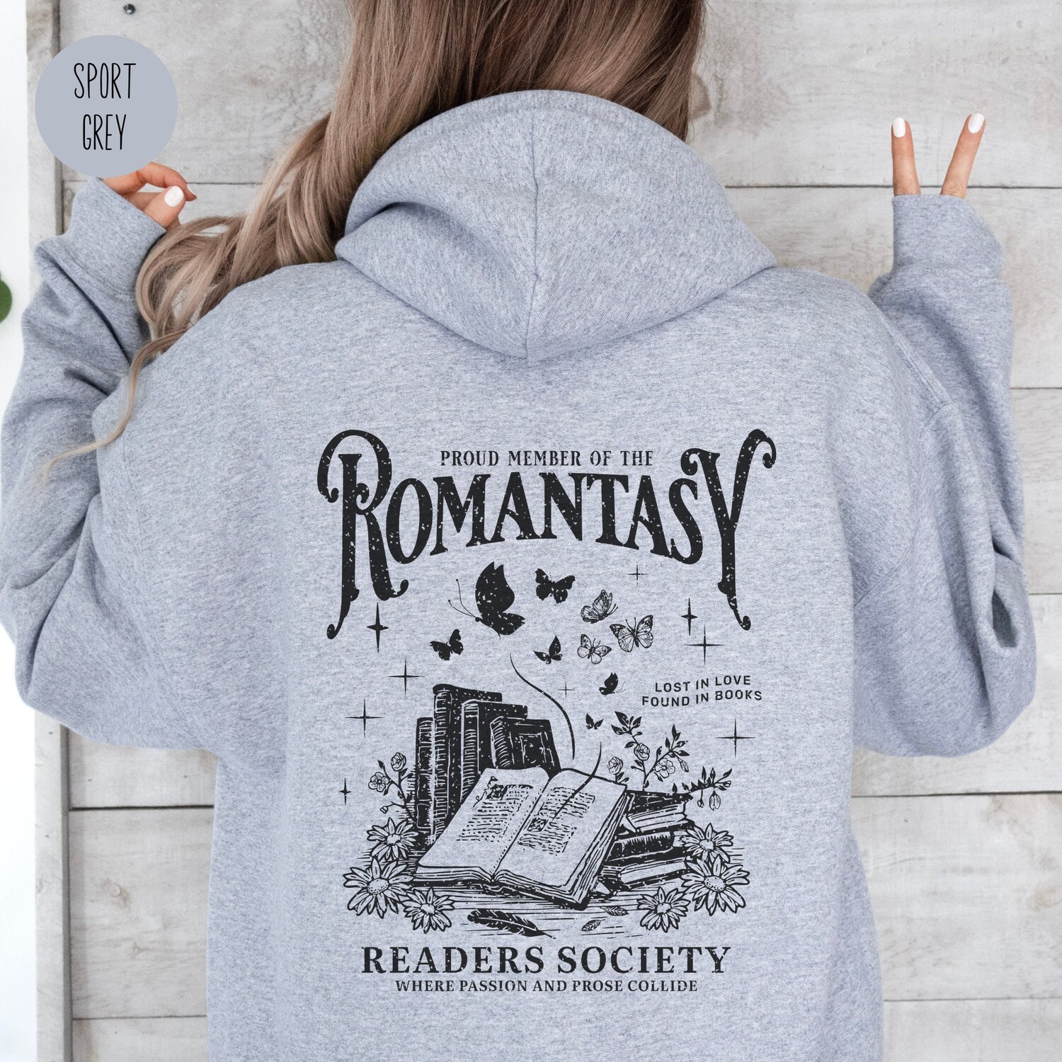 Vintage Romantasy Readers Society Bibliophiles Lovers Bookish Lover Hoodie image 2