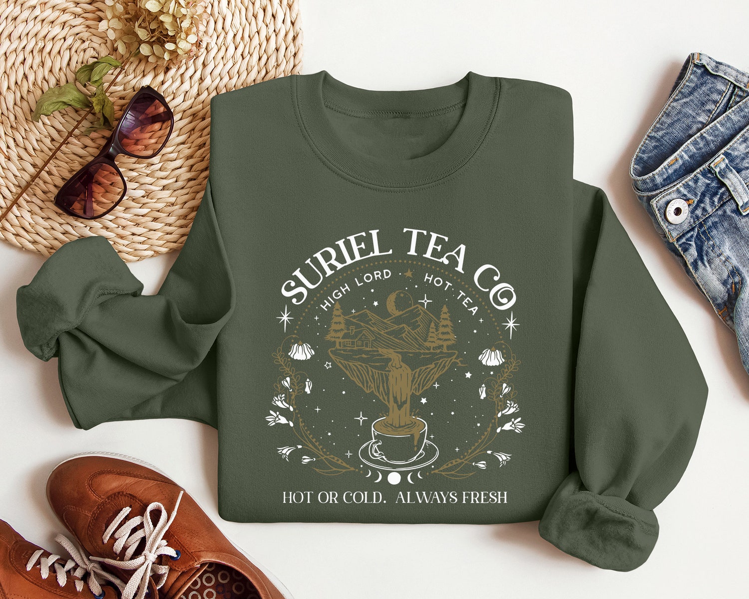 Retro Suriel Tea Co Acotar Bookish A Court Of Thorns And Roses SJM Sweatshirt image 2