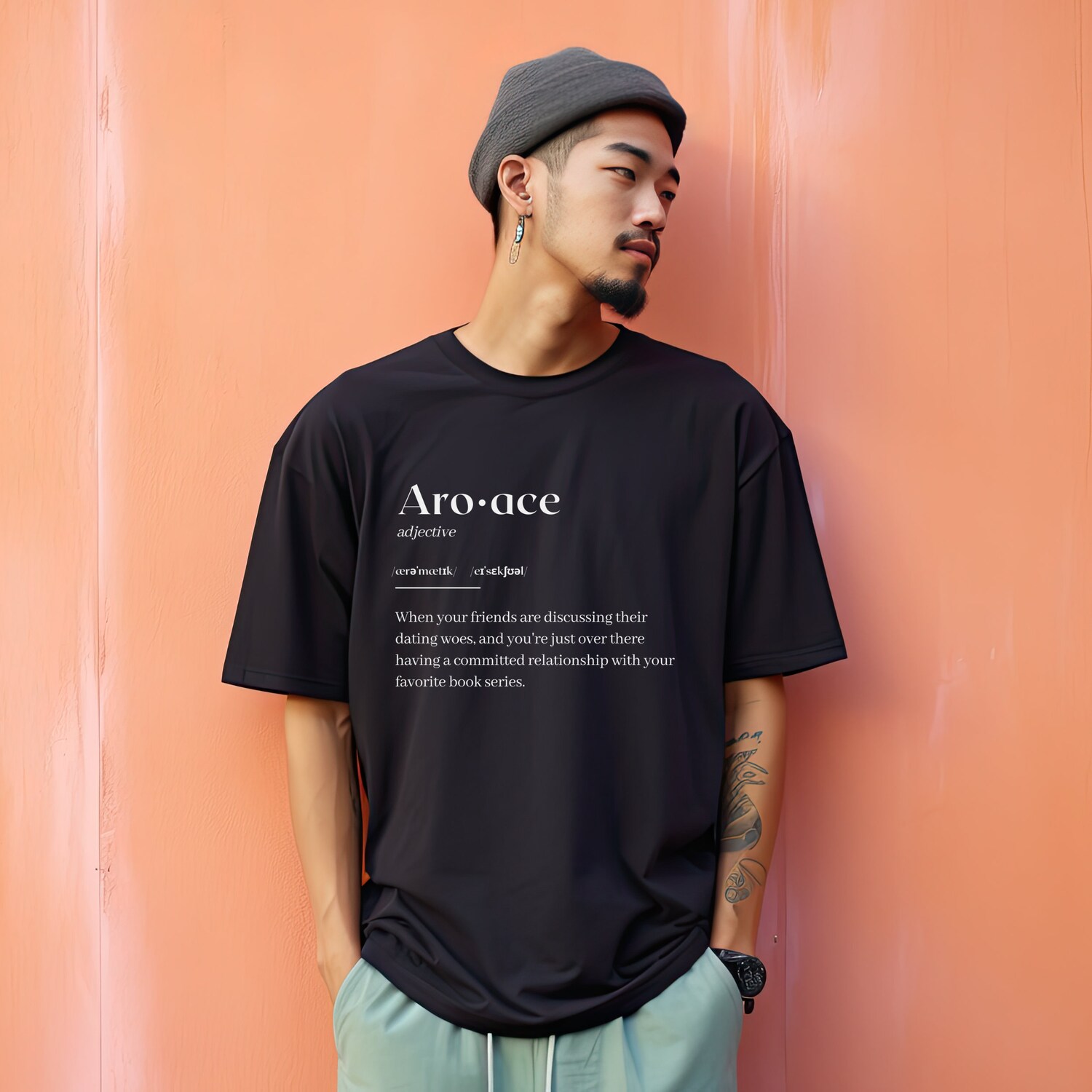 Aroace Definition Funny Ace Pride Aromantic Asexual Bookish Queer Shirt image 4