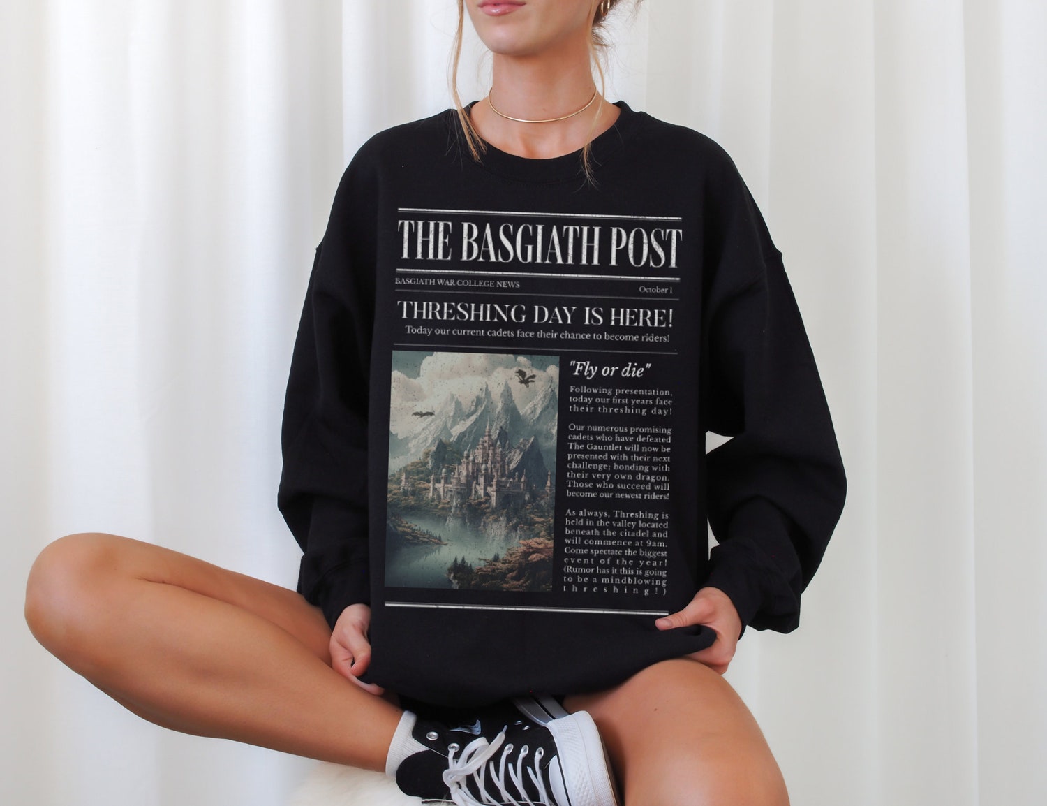 Fourth Wing The Basgiath Post Fantasy Reader College Bookish Sweatshirt image 2