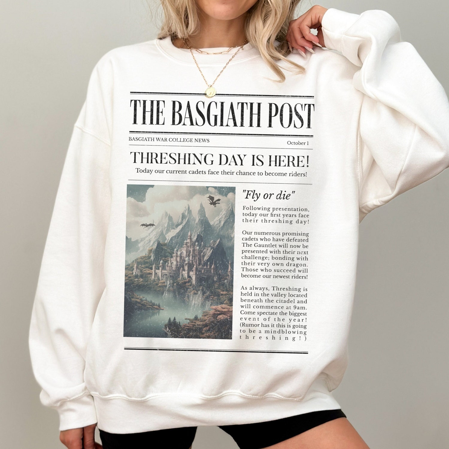 Fourth Wing The Basgiath Post Fantasy Reader College Bookish Sweatshirt image 1