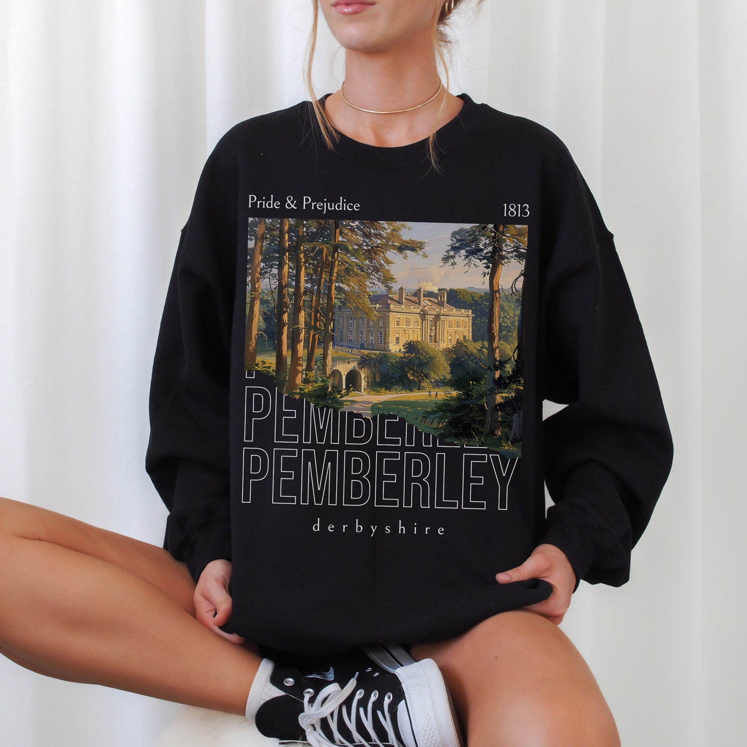 Pride And Prejudice Pemberley Jane Austen Bookish Lover Library Sweatshirt image 2