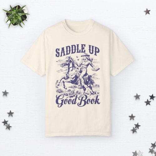 Vintage Saddle Up With A Good Book Cowgirl Romance Smut Lover Romance Reader Western Shirt image 0