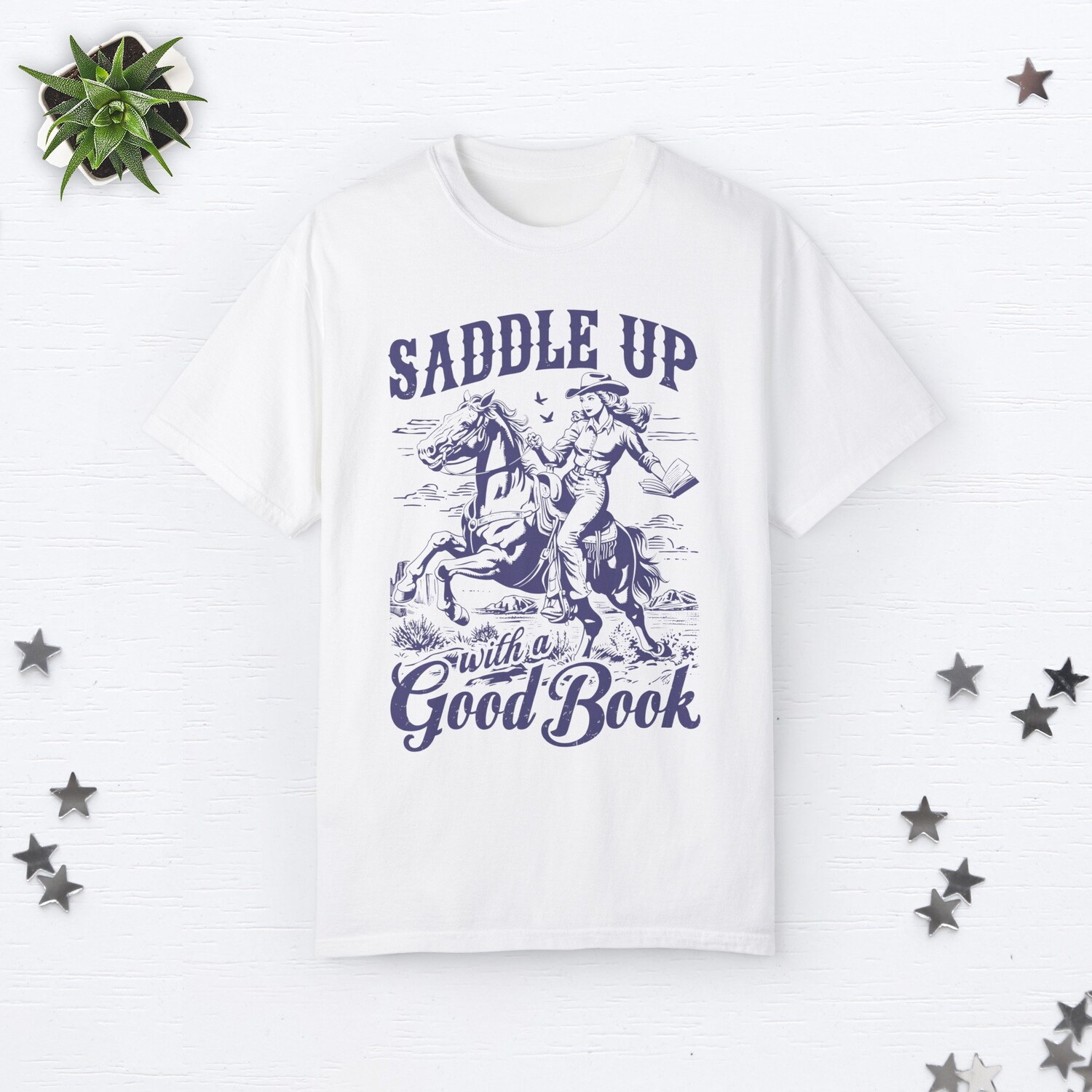 Vintage Saddle Up With A Good Book Cowgirl Romance Smut Lover Romance Reader Western Shirt image 4