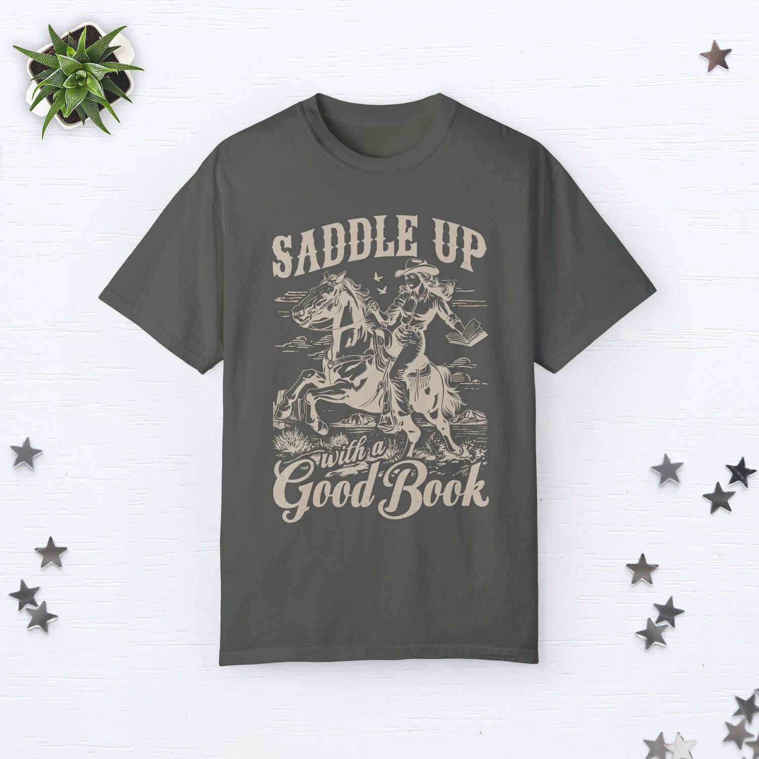 Vintage Saddle Up With A Good Book Cowgirl Romance Smut Lover Romance Reader Western Shirt image 7