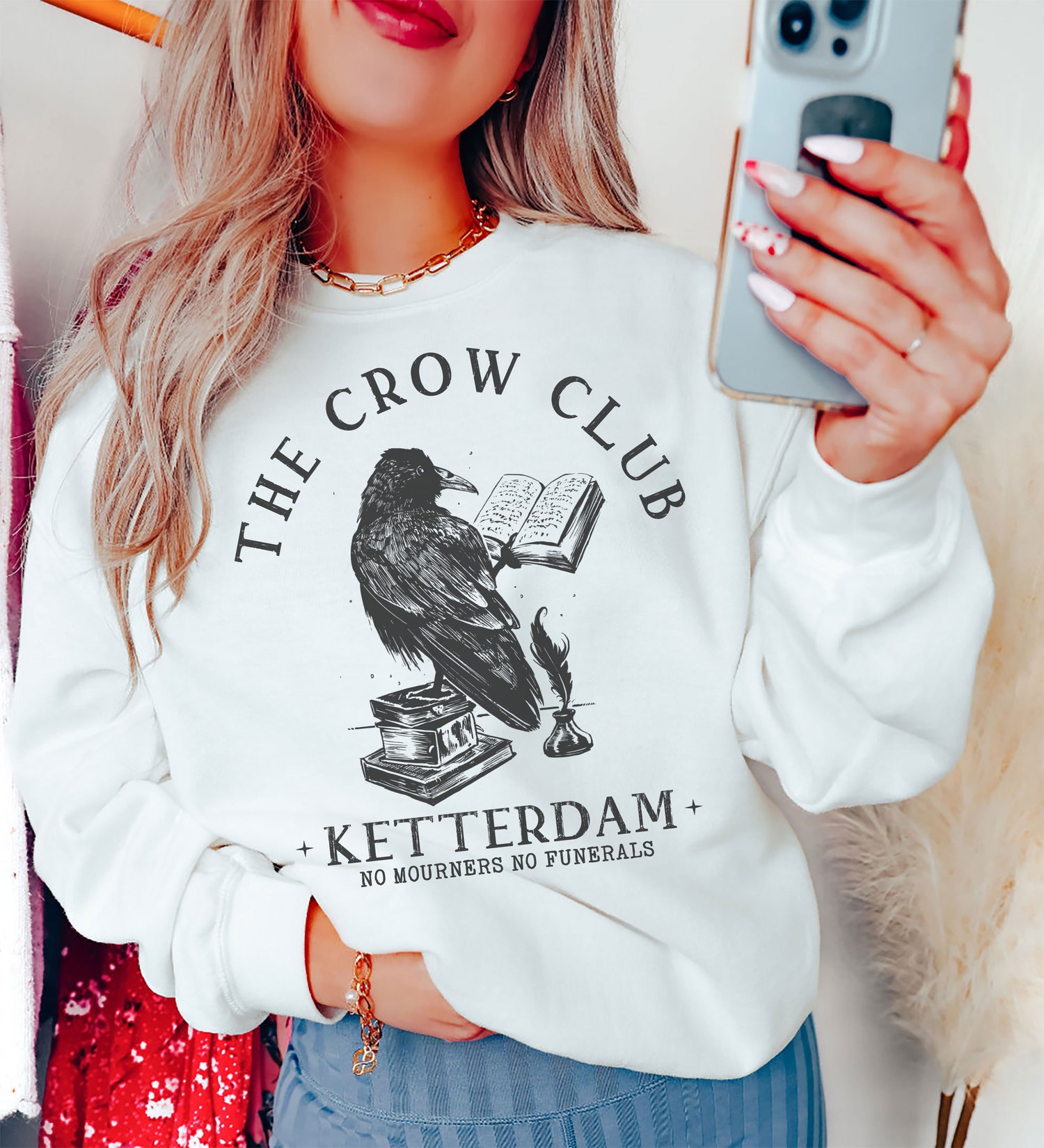 The Crow Club Ketterdam No Mourners SJM ACOTAR The Night Court Bookish Sweatshirt image 1