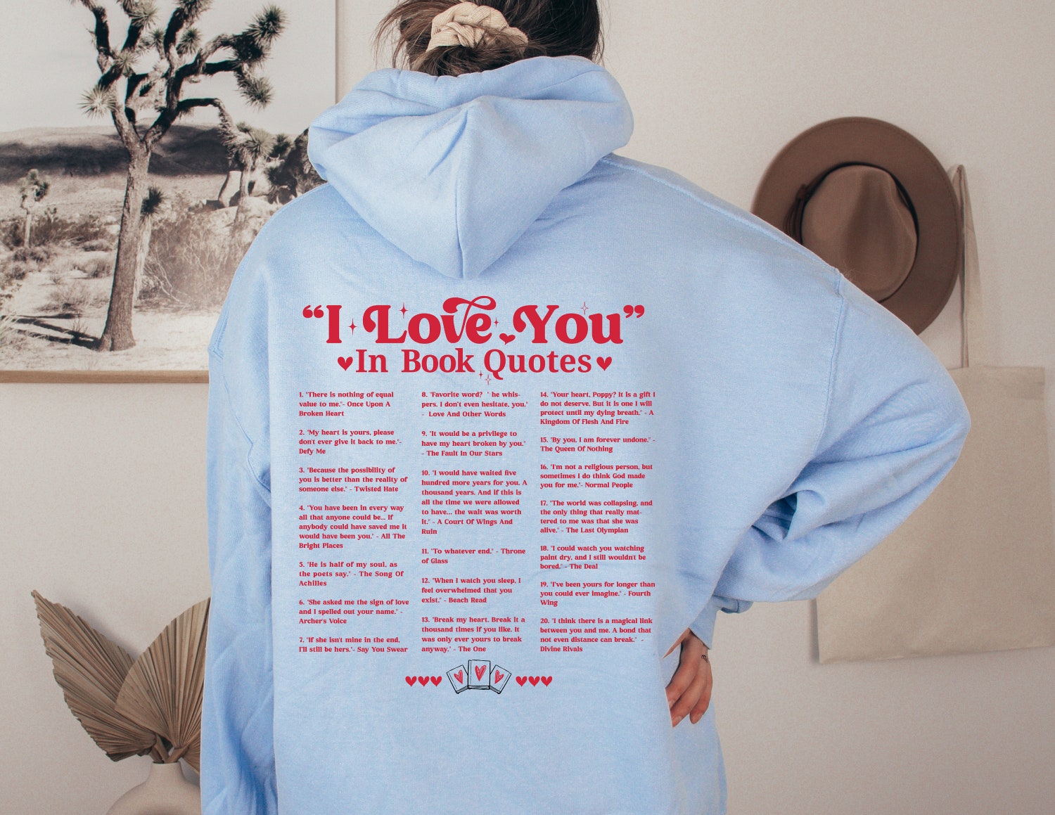 Bookish Self Care Reading I Love You In Book Quote Romance Fantasy Hoodie image 3